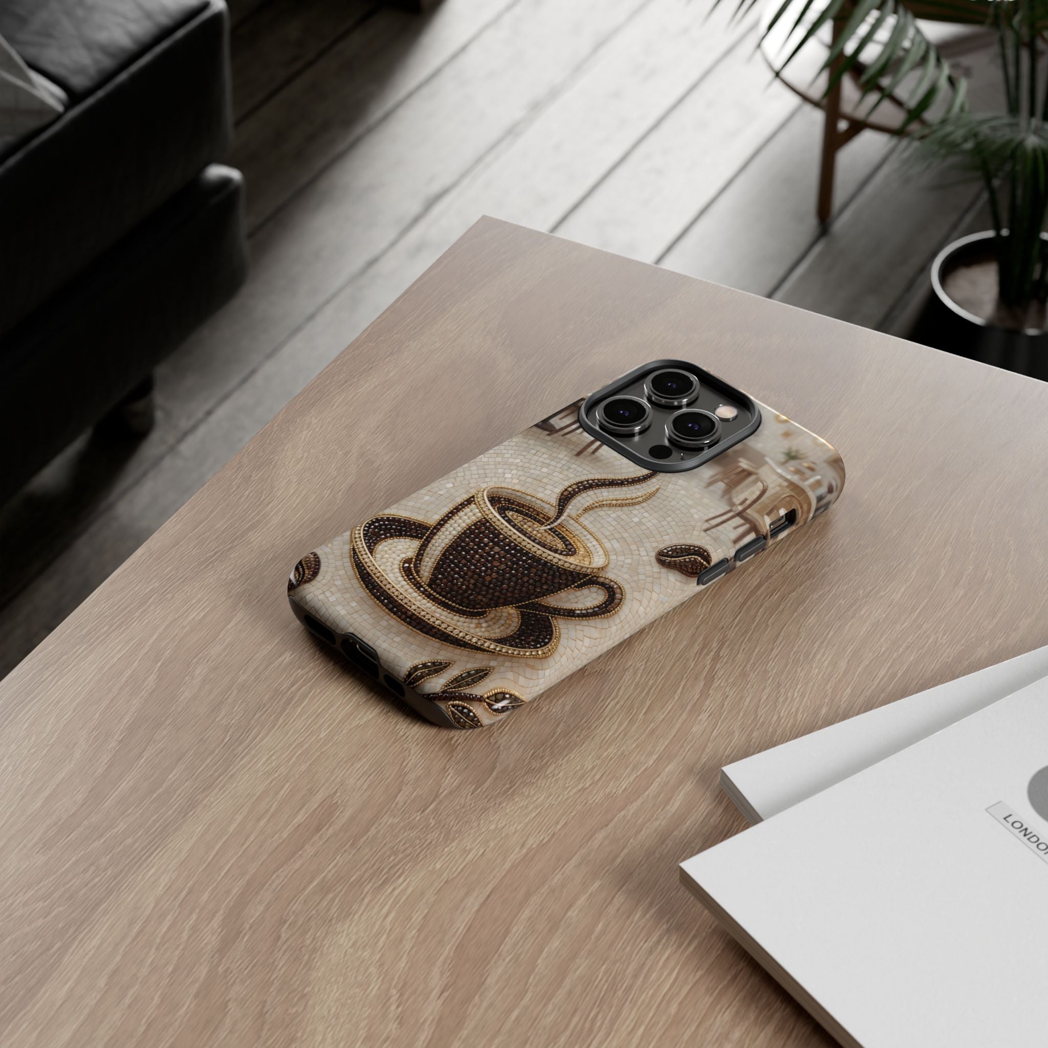 Coffee Mosaic iPhone Case - Steaming Cup Cafe Design