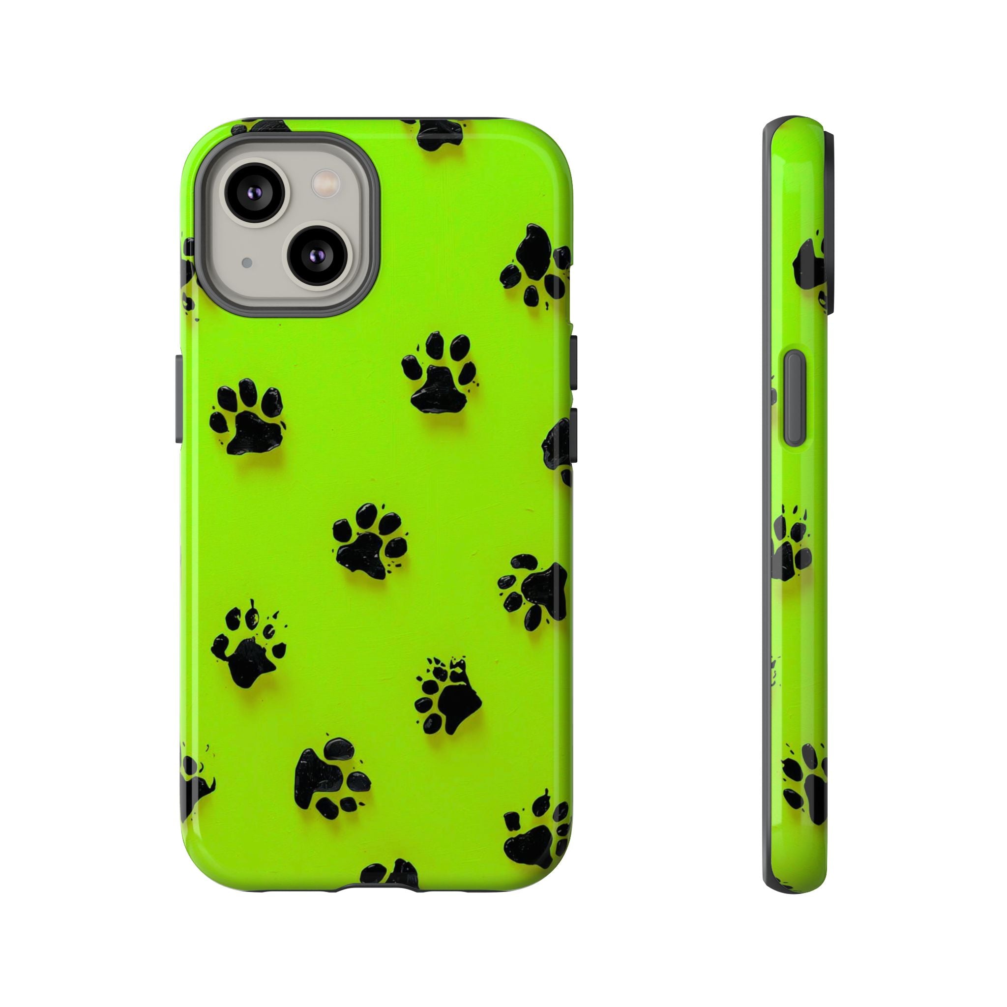 Neon Paw Print Tough Phone Case — Shockproof Pet Lover iPhone Cover