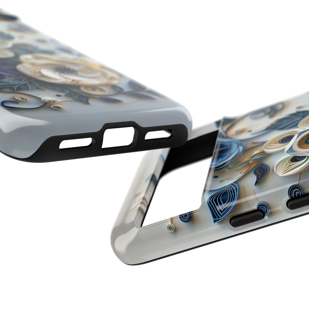 Floral Quilled Art Google Pixel Case — Blue & Cream Decorative Protection