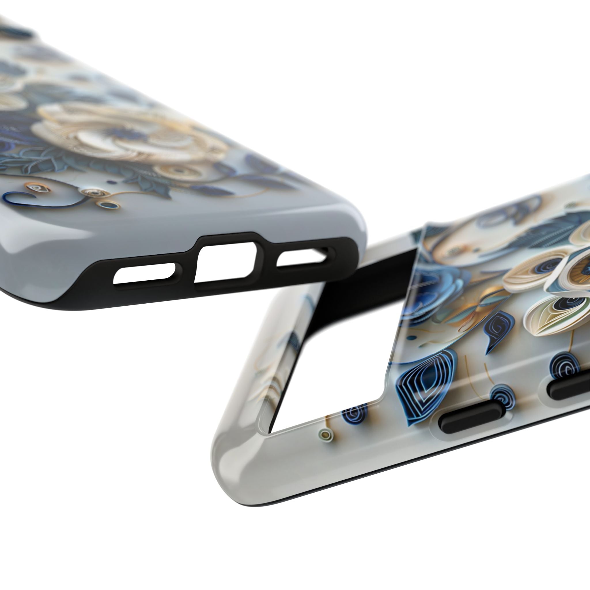 Floral Quilled Art Google Pixel Case — Blue & Cream Decorative Protection