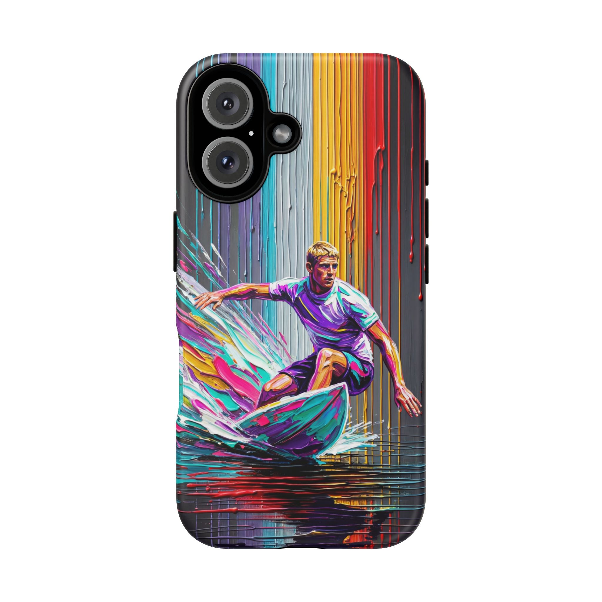 Surfing Art iPhone Case | Colourful Wave Surfer Protective Cover