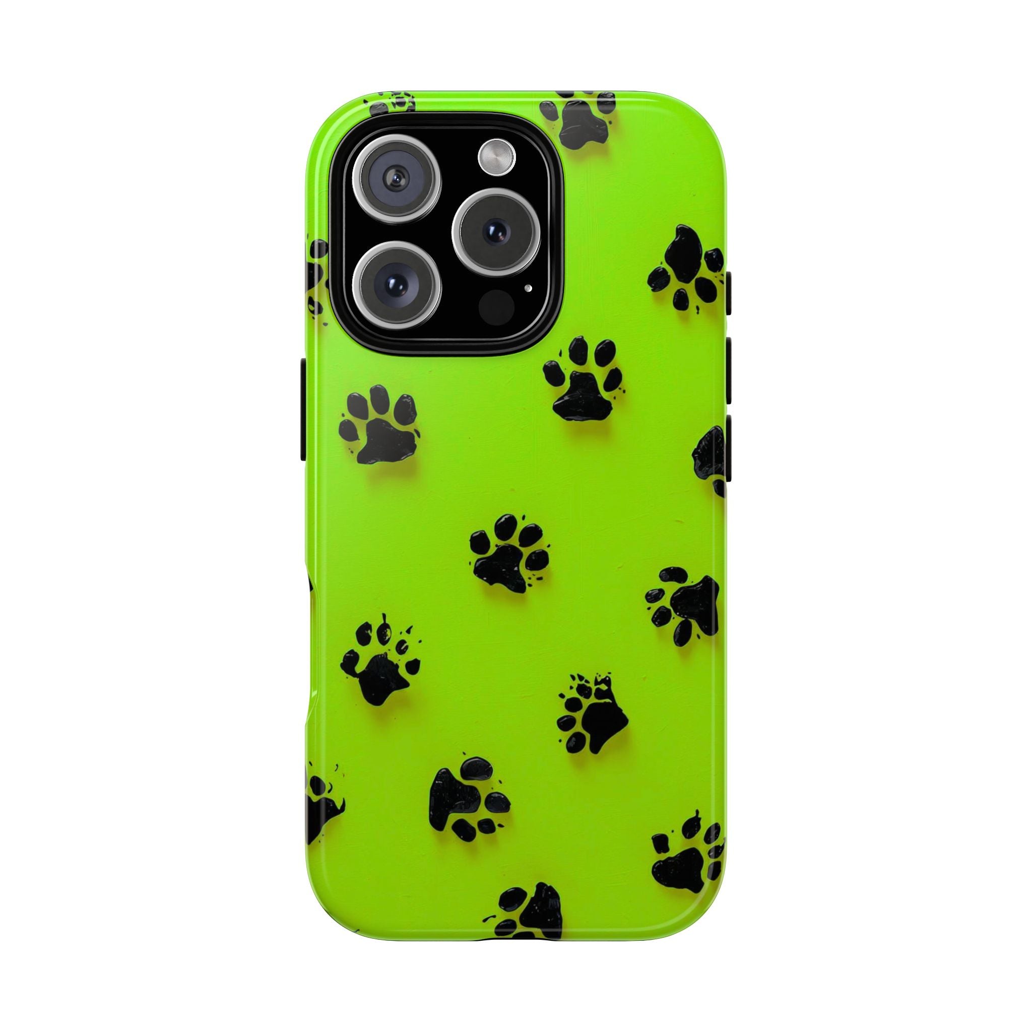 Neon Paw Print Tough Phone Case — Shockproof Pet Lover iPhone Cover