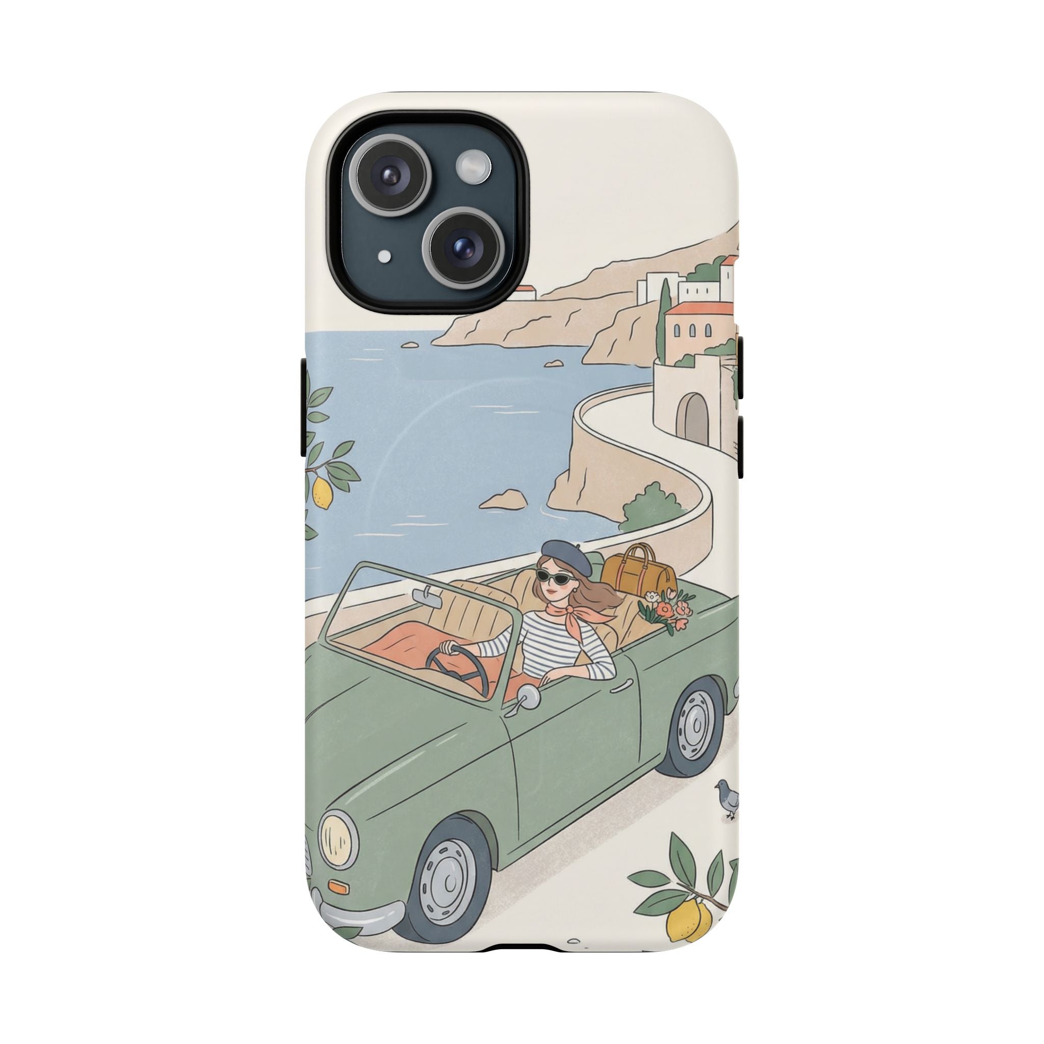 Retro Coastal Road Trip Design MagSafe iPhone Case