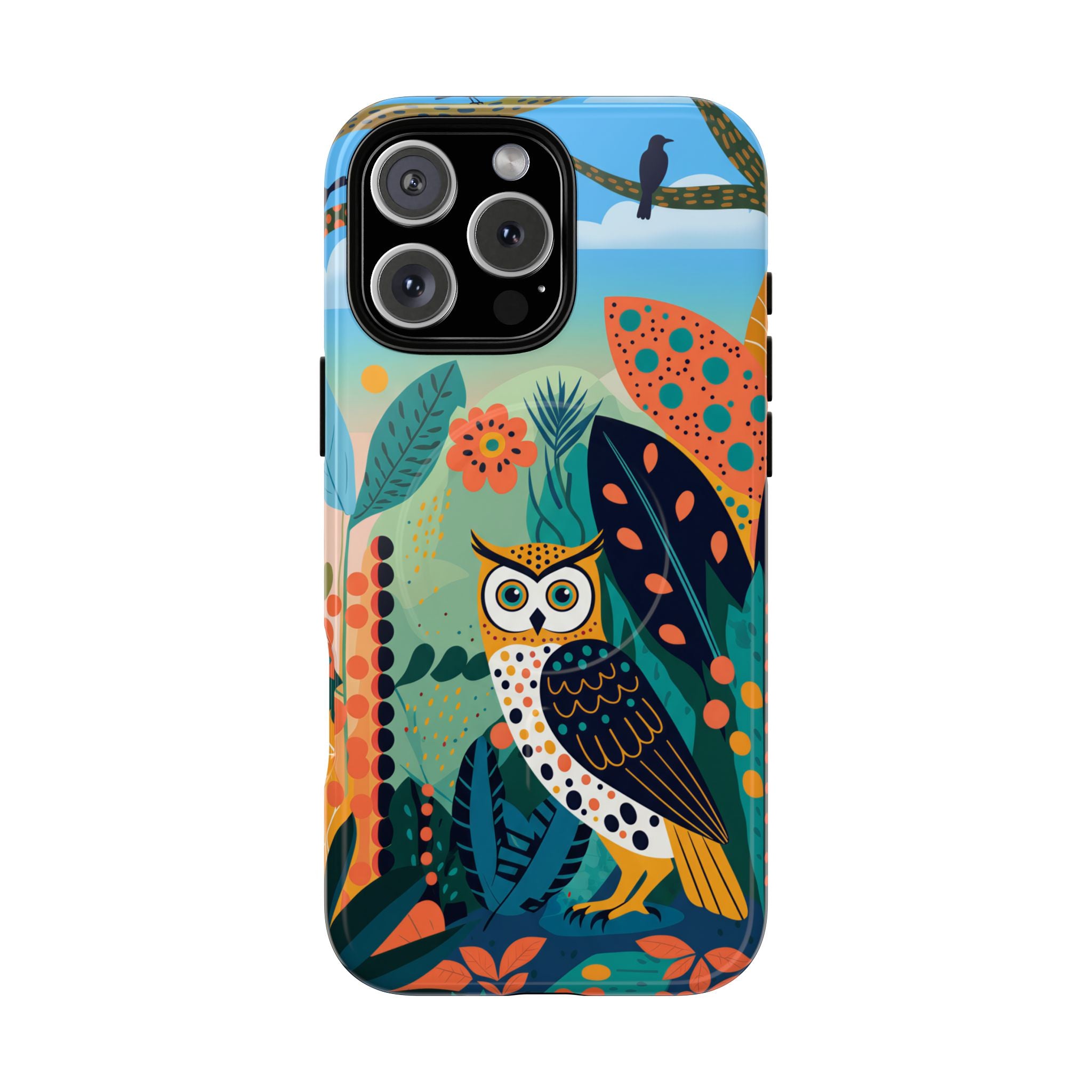 Botanical Forest Colourful Owl MagSafe iPhone Case