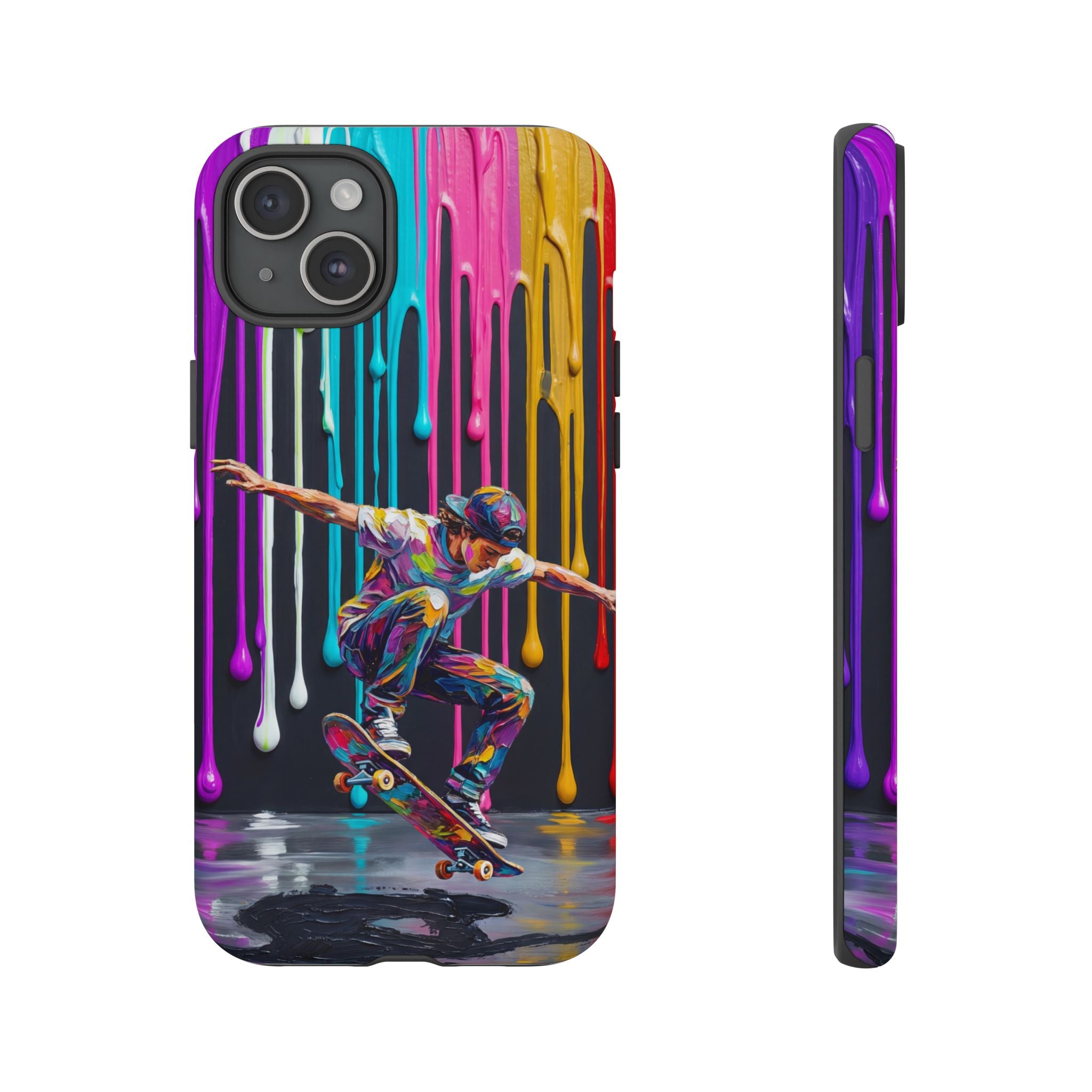 Colourful Drip Art Skateboarder Splash iPhone Case