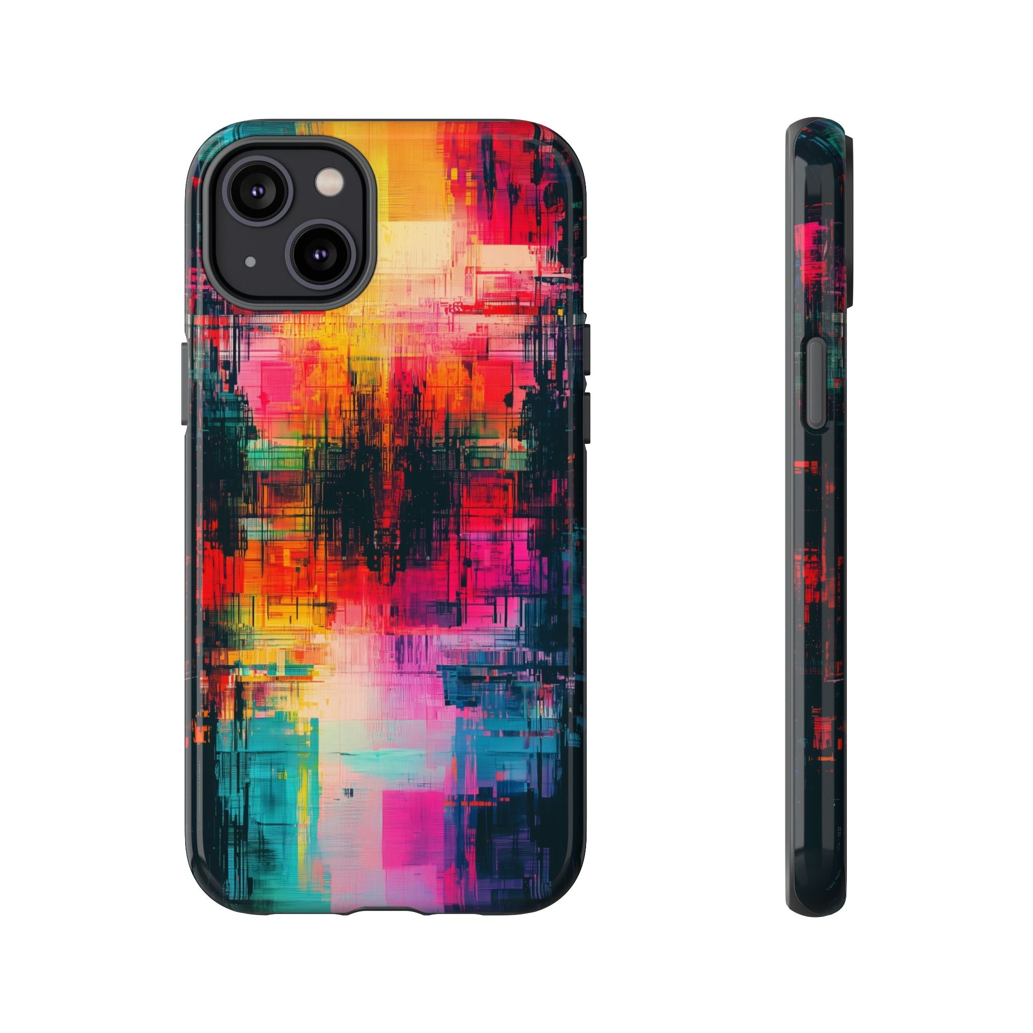 Abstract Neon Glitch Art Tough iPhone Case