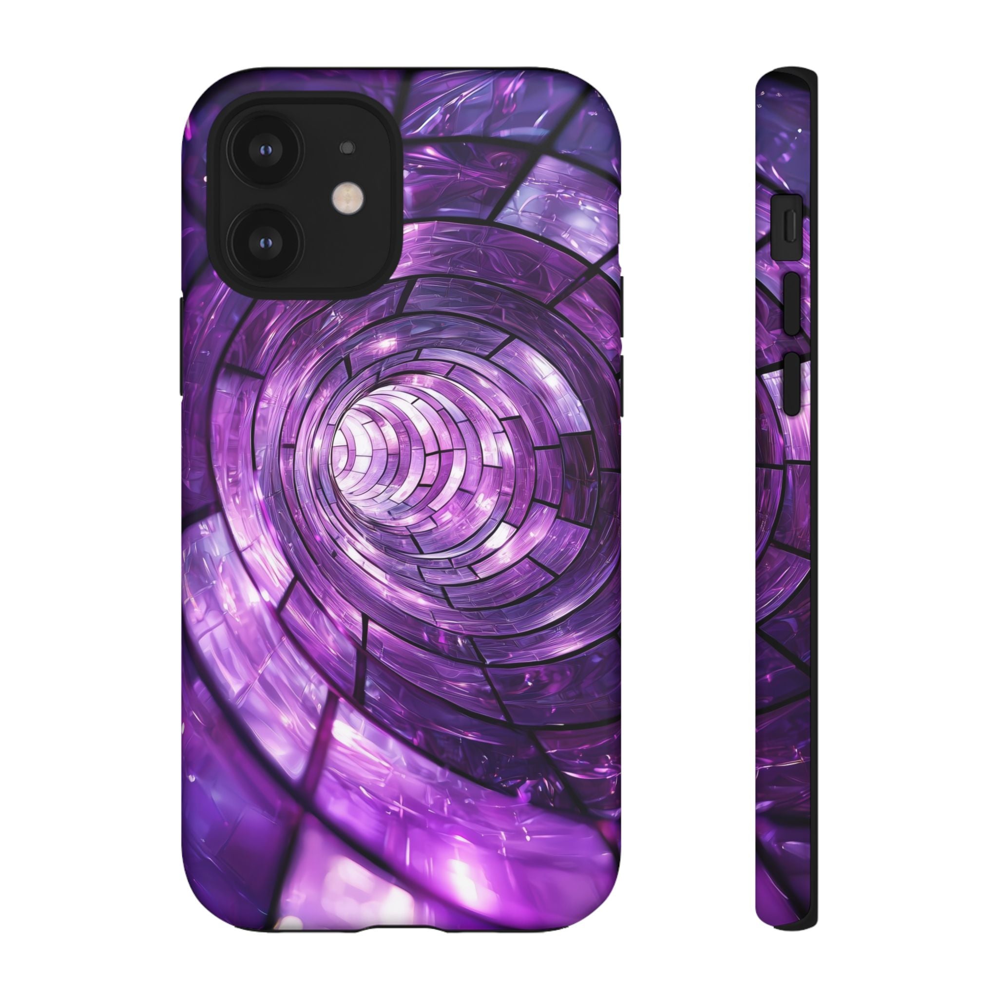 Purple Vortex Tough iPhone Case — Abstract Spiral Protective Cover