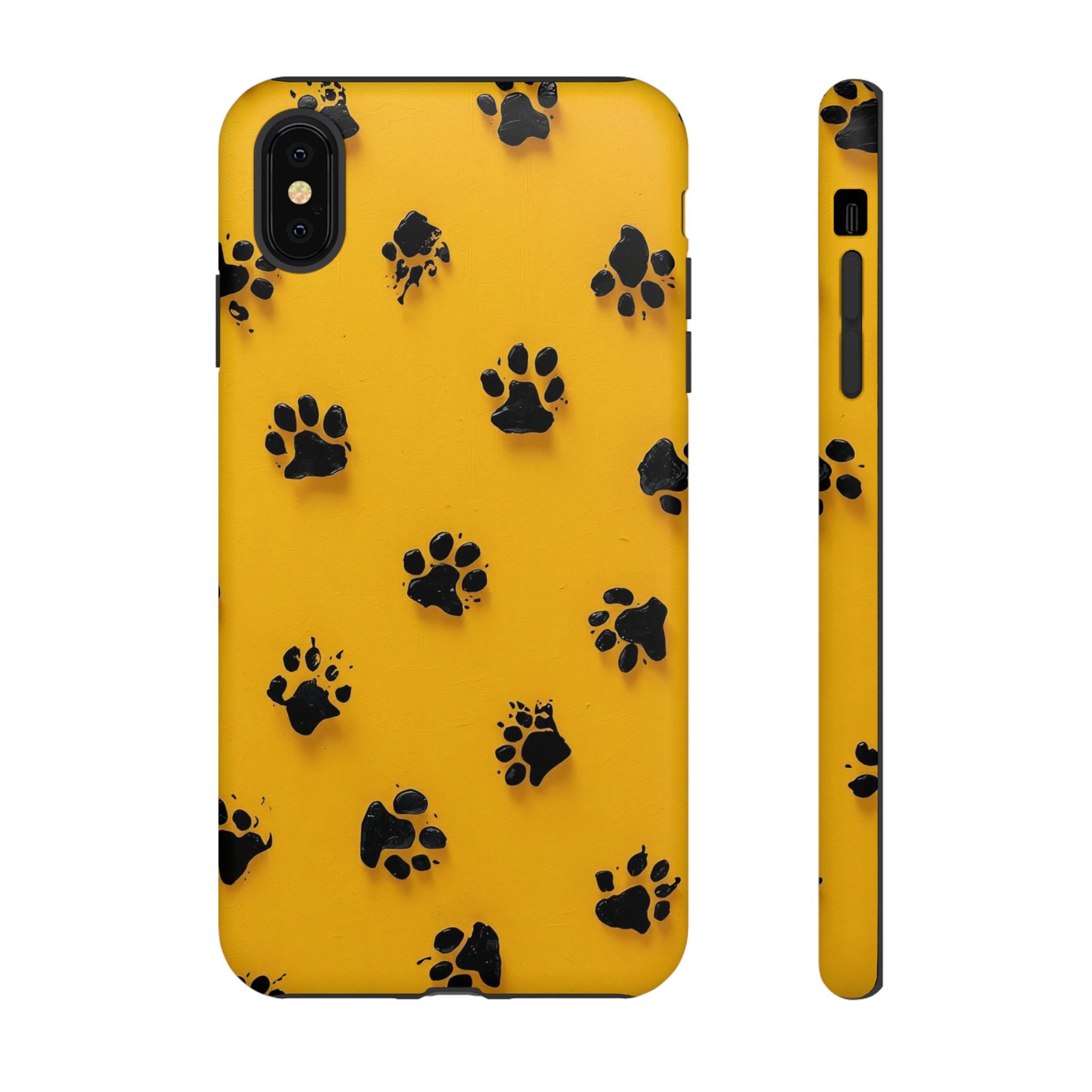 Yellow Paw Print Tough iPhone Case — Protective Dog & Cat Lover Cover