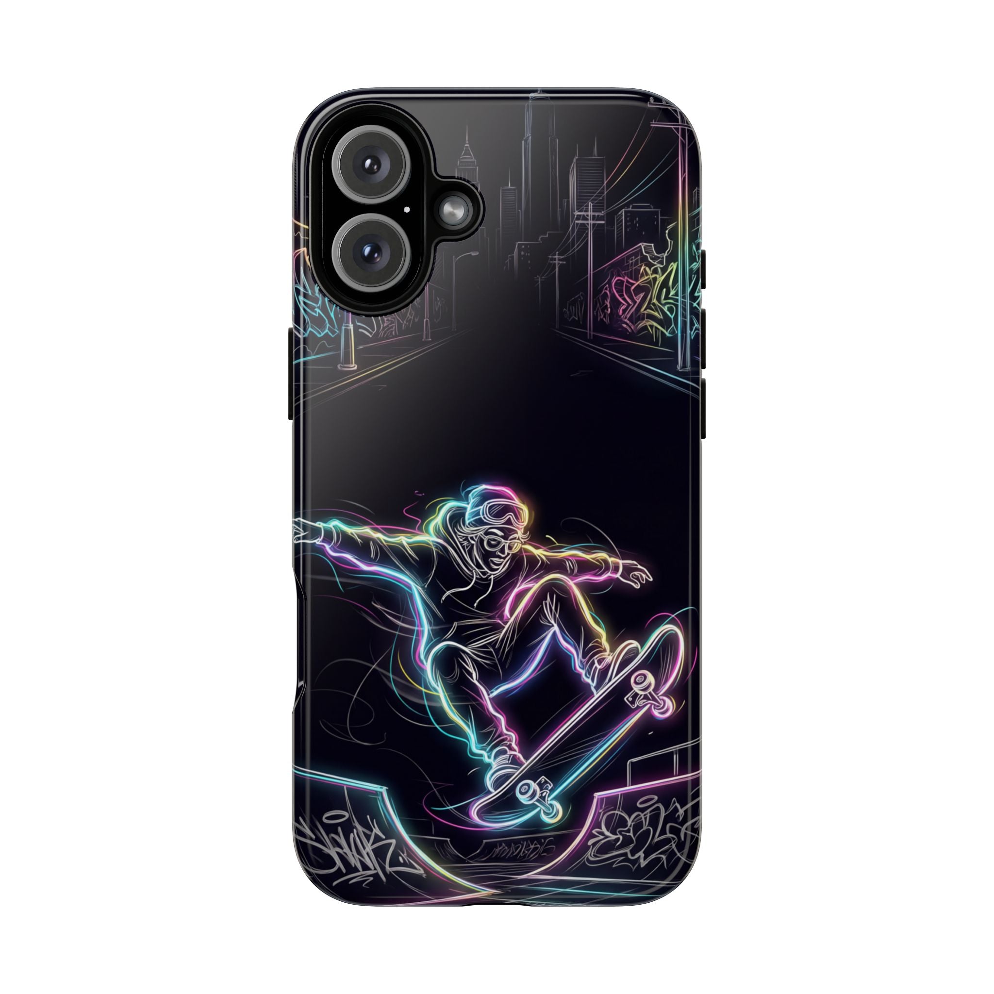 Neon Skateboard iPhone Case | Glow Skatepark Protective Cover