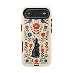 Floral Folk Art Bunny Tough iPhone Case