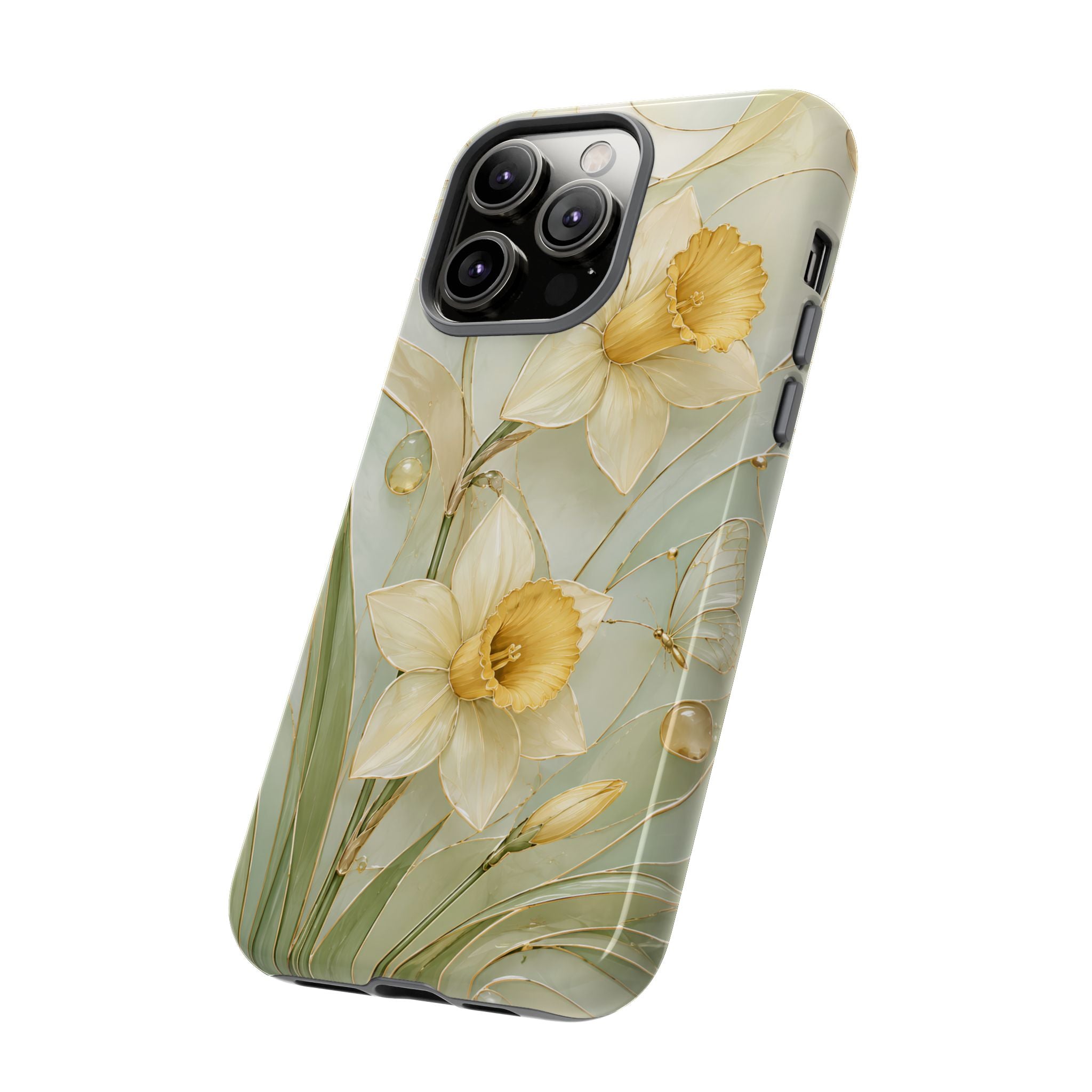 Stained Glass Daffodil iPhone Case | Yellow Floral Phone Cover