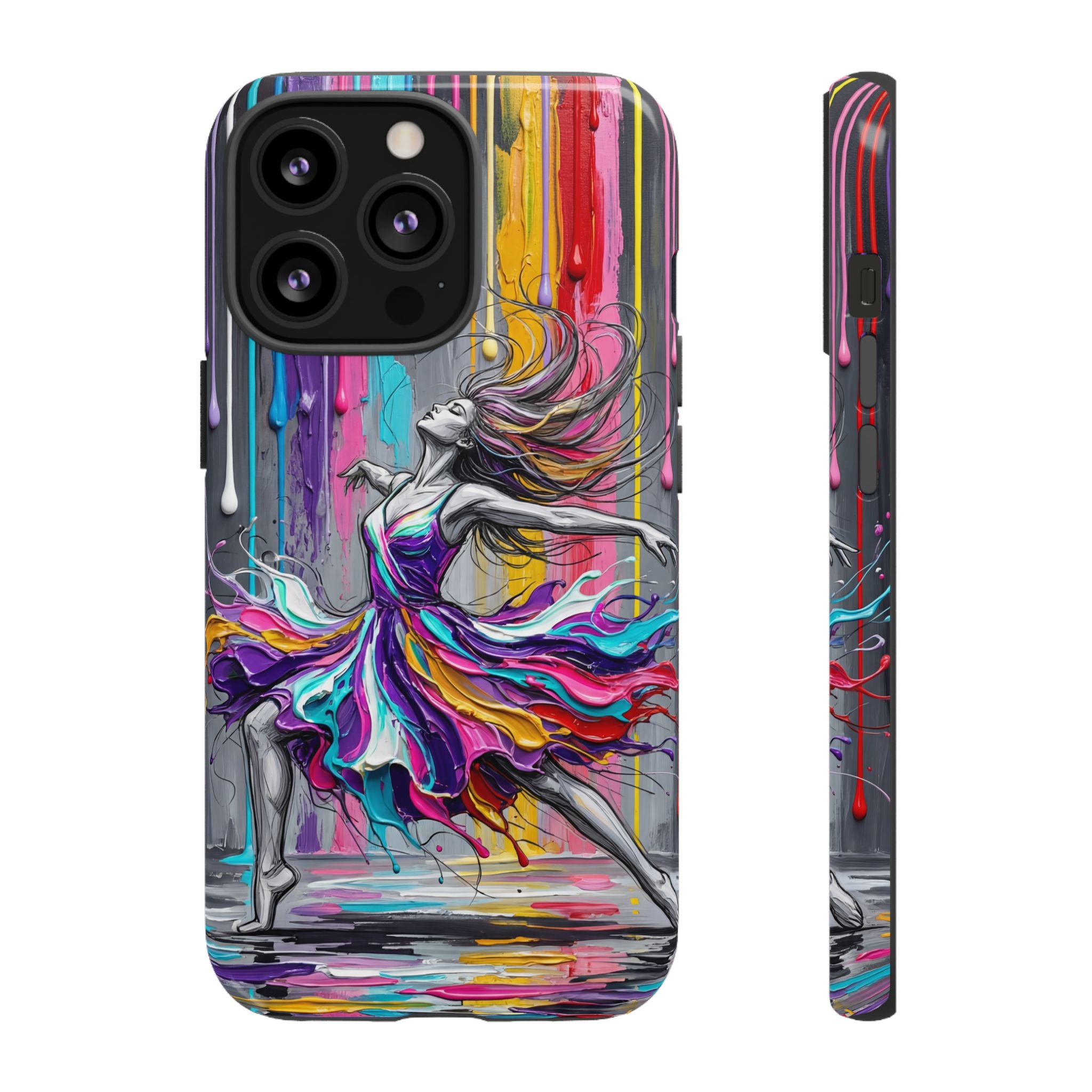 Colorful Dancer Tough iPhone Case | Vibrant Drip Art Protective Cover