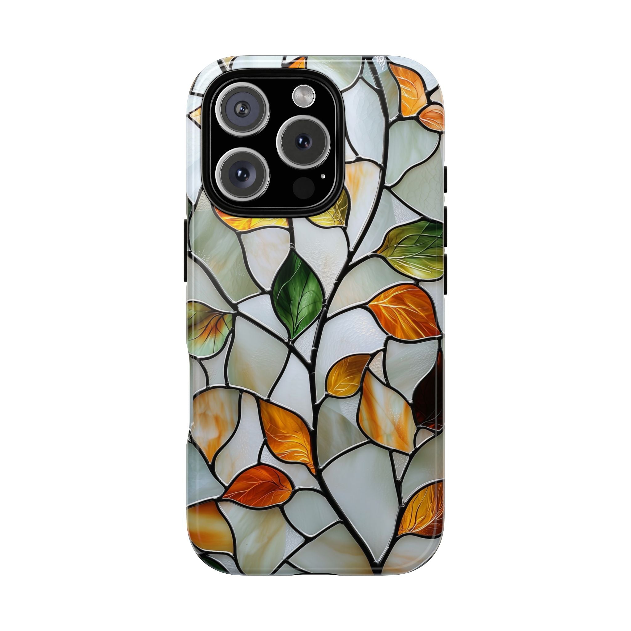 Stained Glass Autumn Leaves Mosaic iPhone Case
