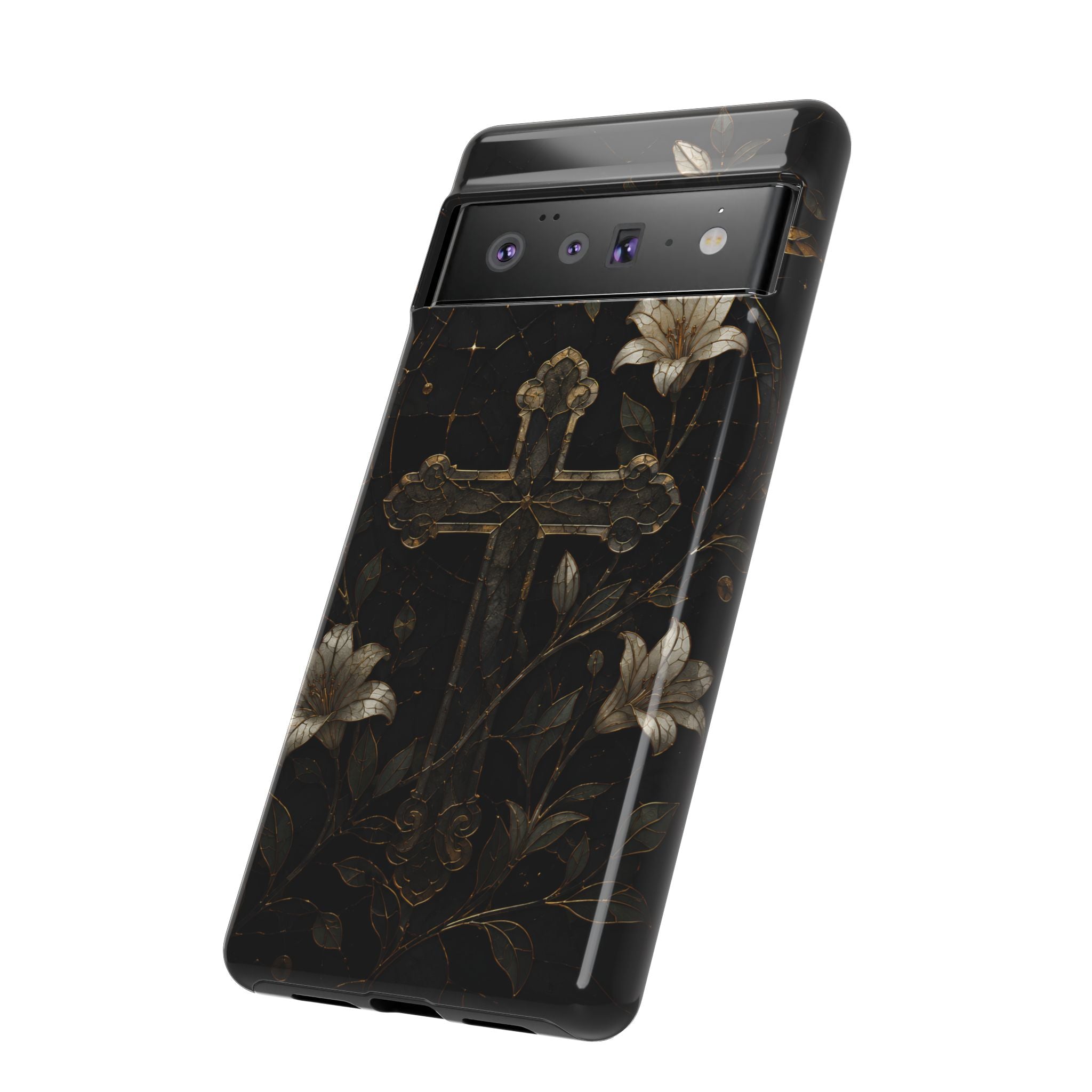 Gothic Cross Lily Google Pixel Phone Case | Christian iPhone Case