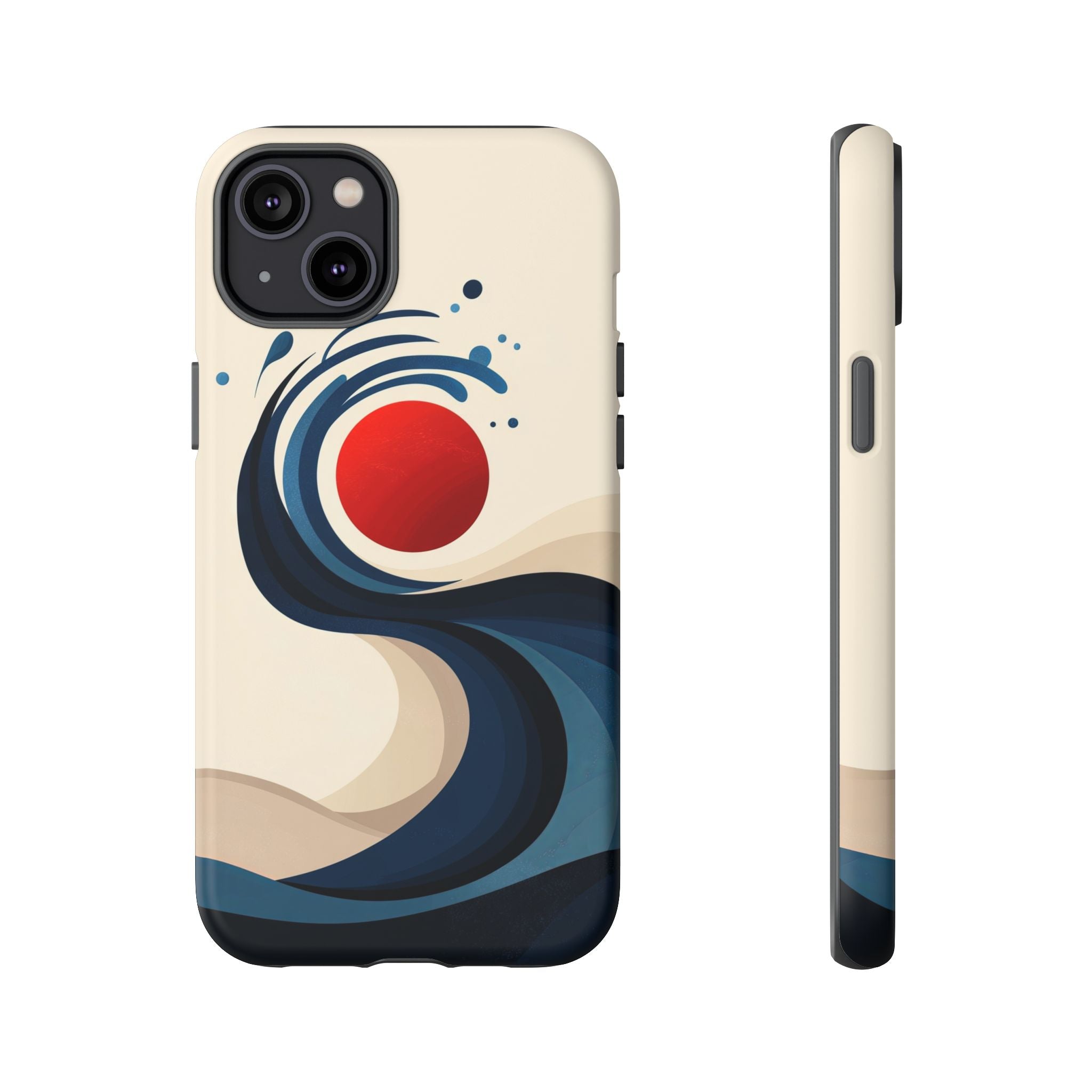 Abstract Wave iPhone Case | Red Sun Ocean Art