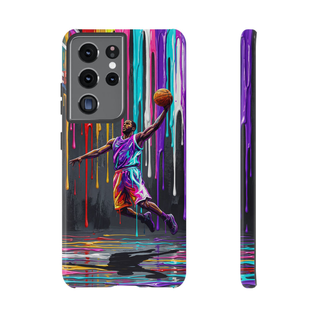 Color Splash Basketball Samsung Galaxy Phone Case | Vibrant Drip Dunk Design