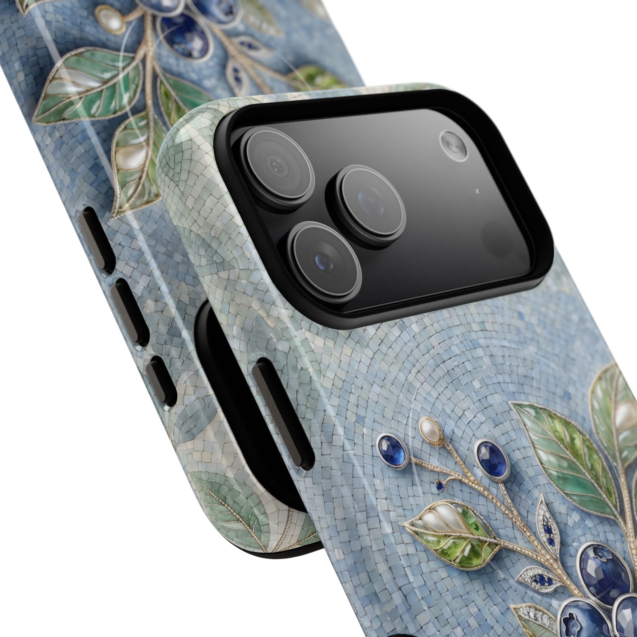 Blueberry Botanical Tough MagSafe iPhone Case | Floral Protective iPhone Cover