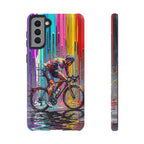 Cyclist Art Samsung Galaxy Phone Case | Colourful Drip Painting Tough Cases