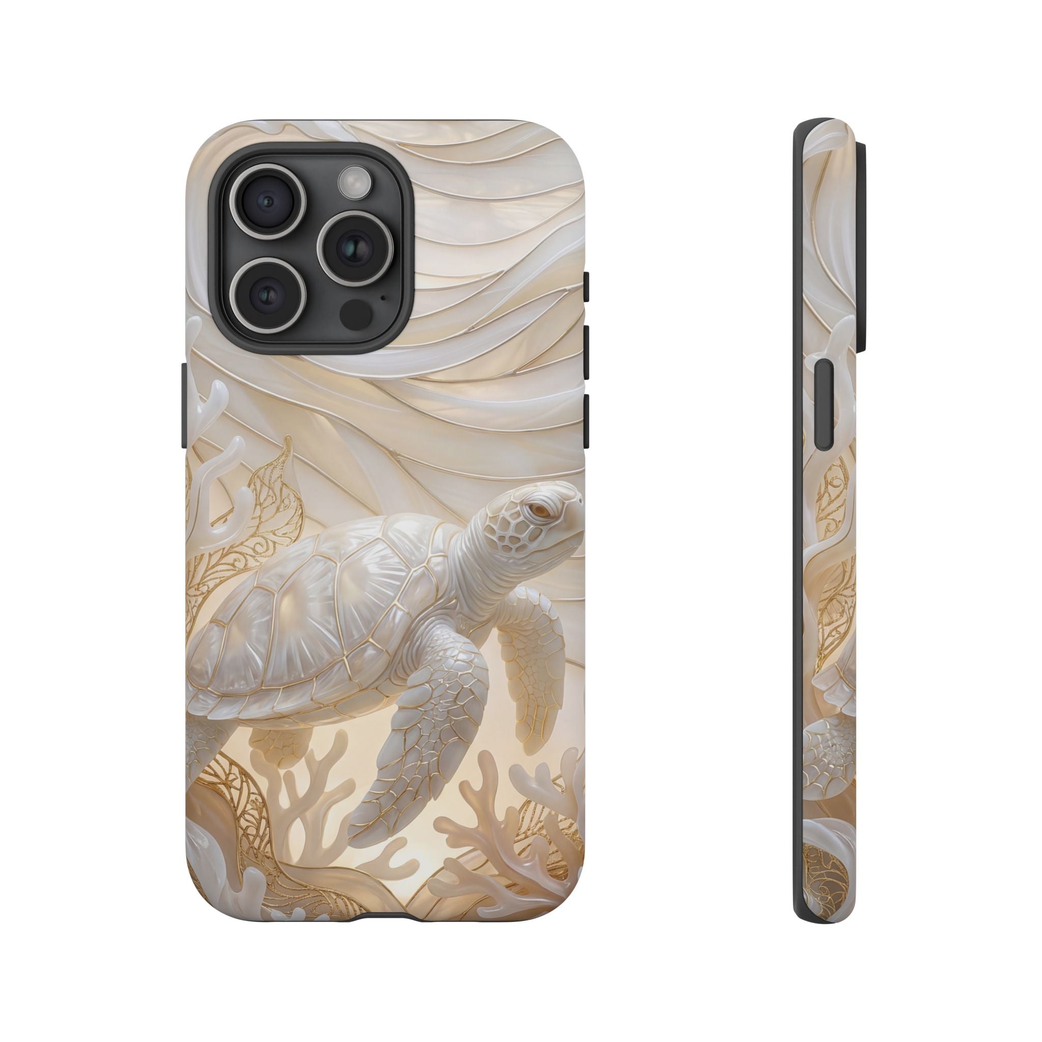 Sea Turtle Tough iPhone Case — Elegant Nautical Coral Design