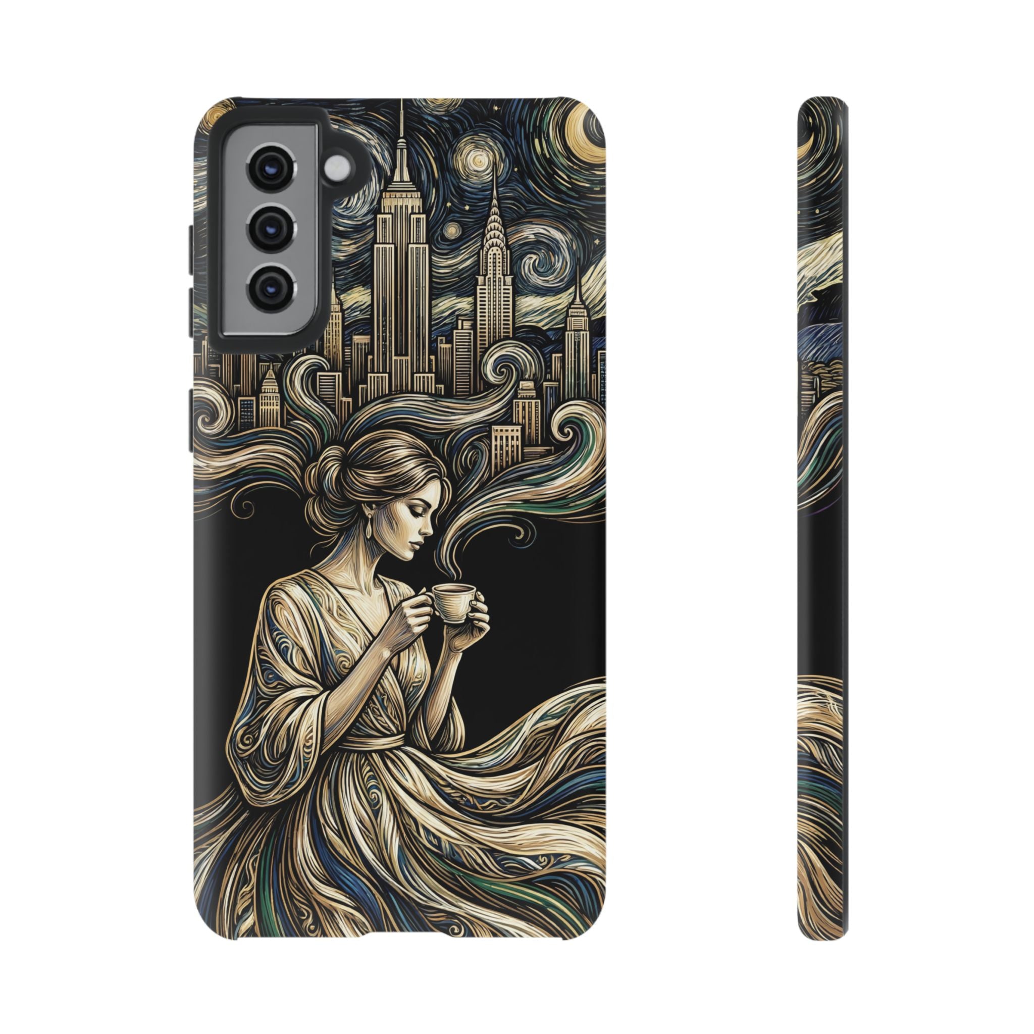 Vintage Cityscape Woman Tea Art Samsung Galaxy Phone Case