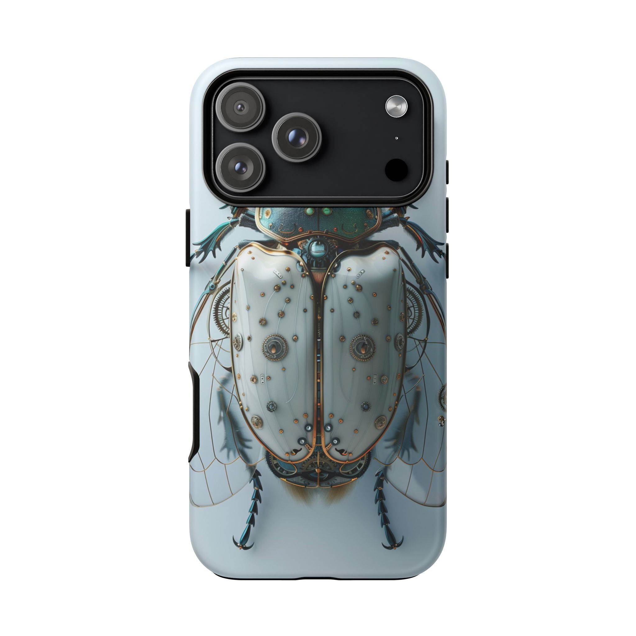 Steampunk White Beetle Protective Tough iPhone Case