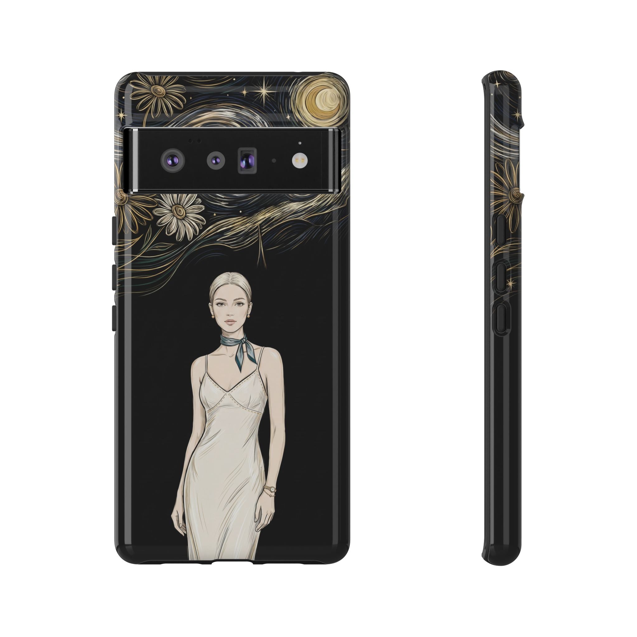 Starry Night Fashion Google Pixel Phone Case | Elegant Woman Illustration