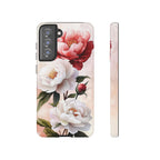 Custodia per Samsung Galaxy con motivo floreale Peony | Rosa bianca vintage