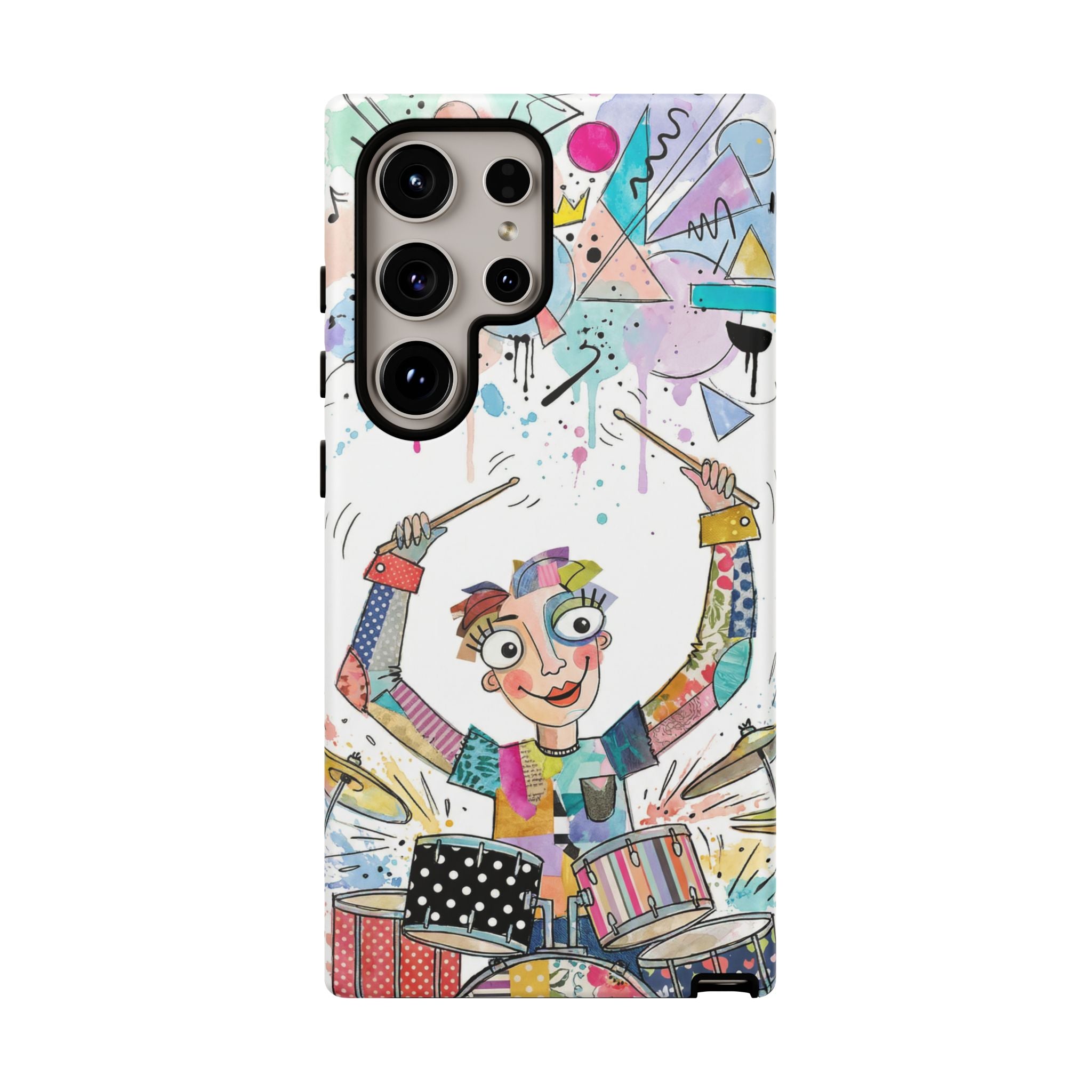 Drummer Boy Samsung Galaxy Phone Case | Colorful Cartoon Drum Kit Protective Cover