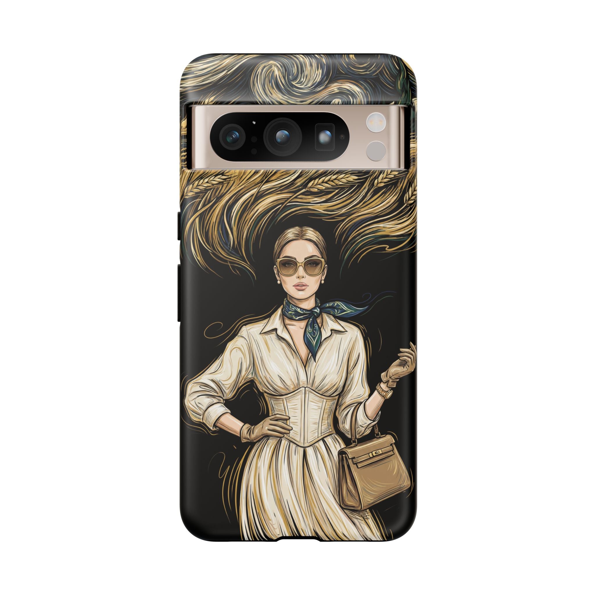 Vintage Elegance Google Pixel Phone Case | Retro Woman with Flowing Golden Hair