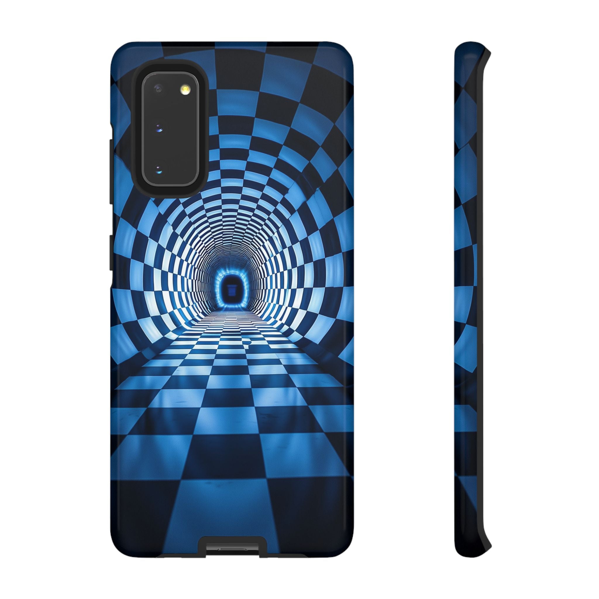 Blue Checkered Tunnel Samsung Galaxy Case — 3D Optical Illusion Tough Case