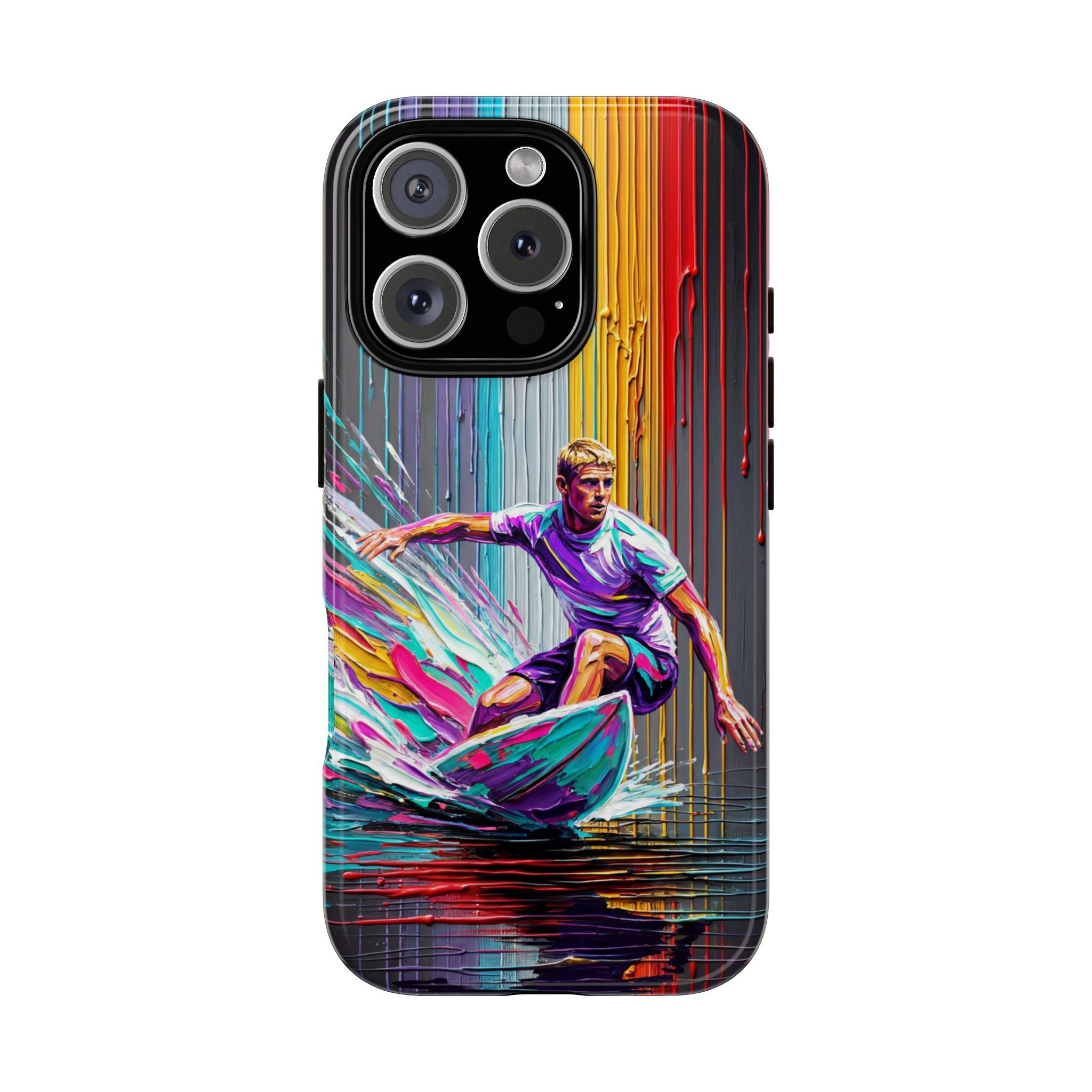 Surfing Art iPhone Case | Colourful Wave Surfer Protective Cover