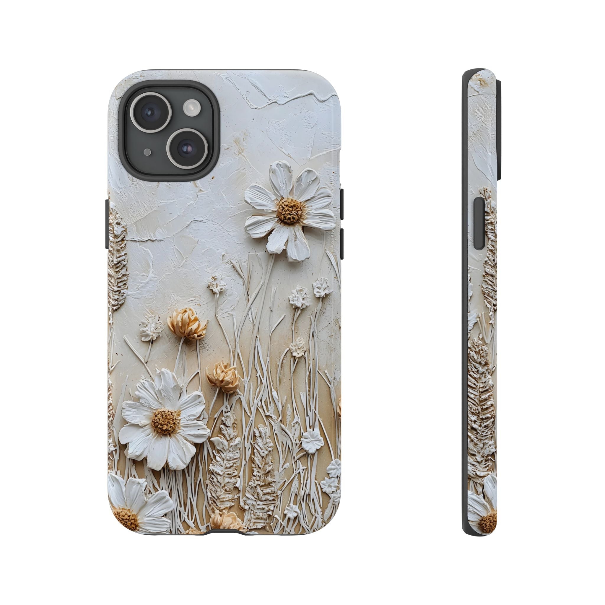 Textured Daisy Art Floral Relief iPhone Case
