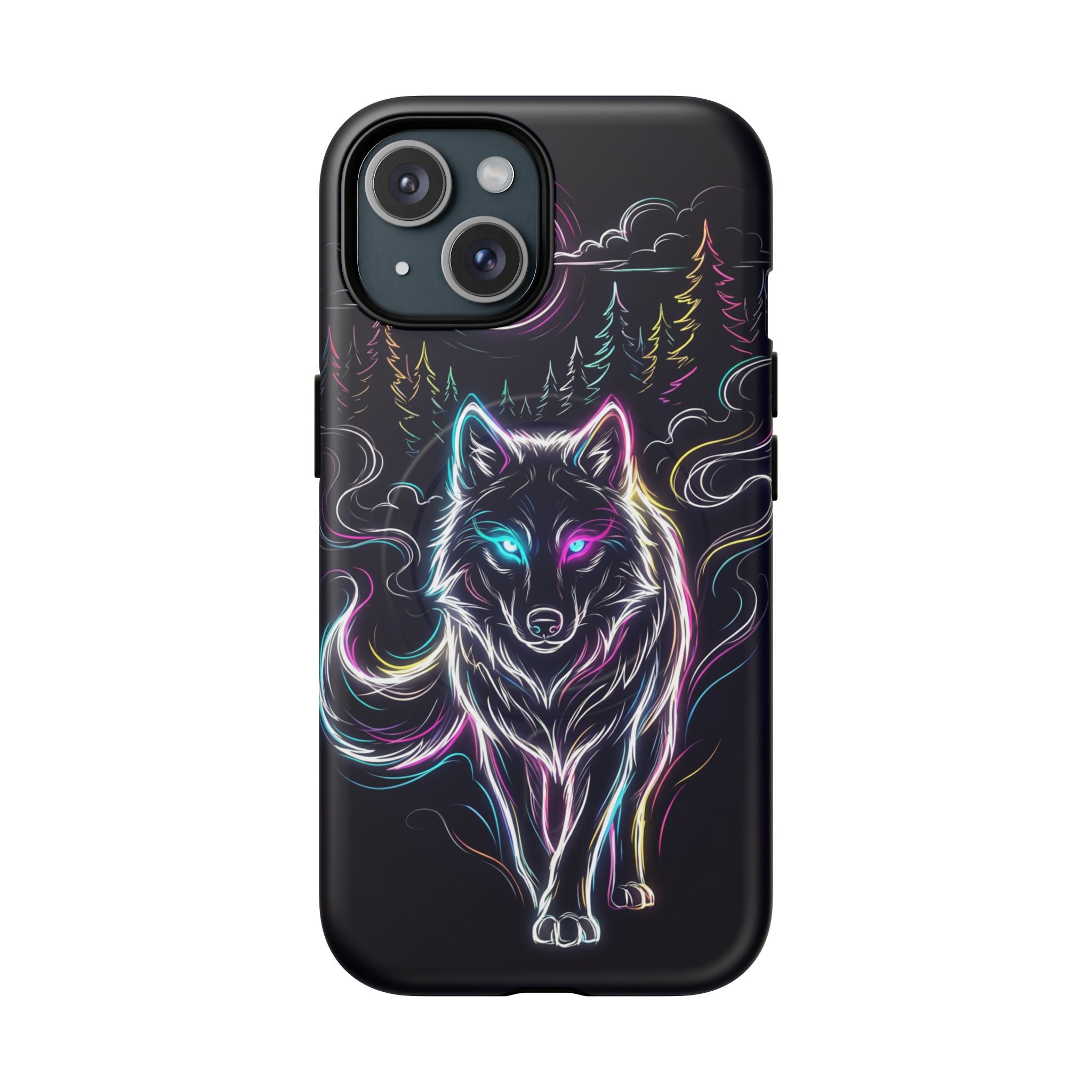 Neon Wolf MagSafe iPhone Case | Mystic Glow Protective Tough Case