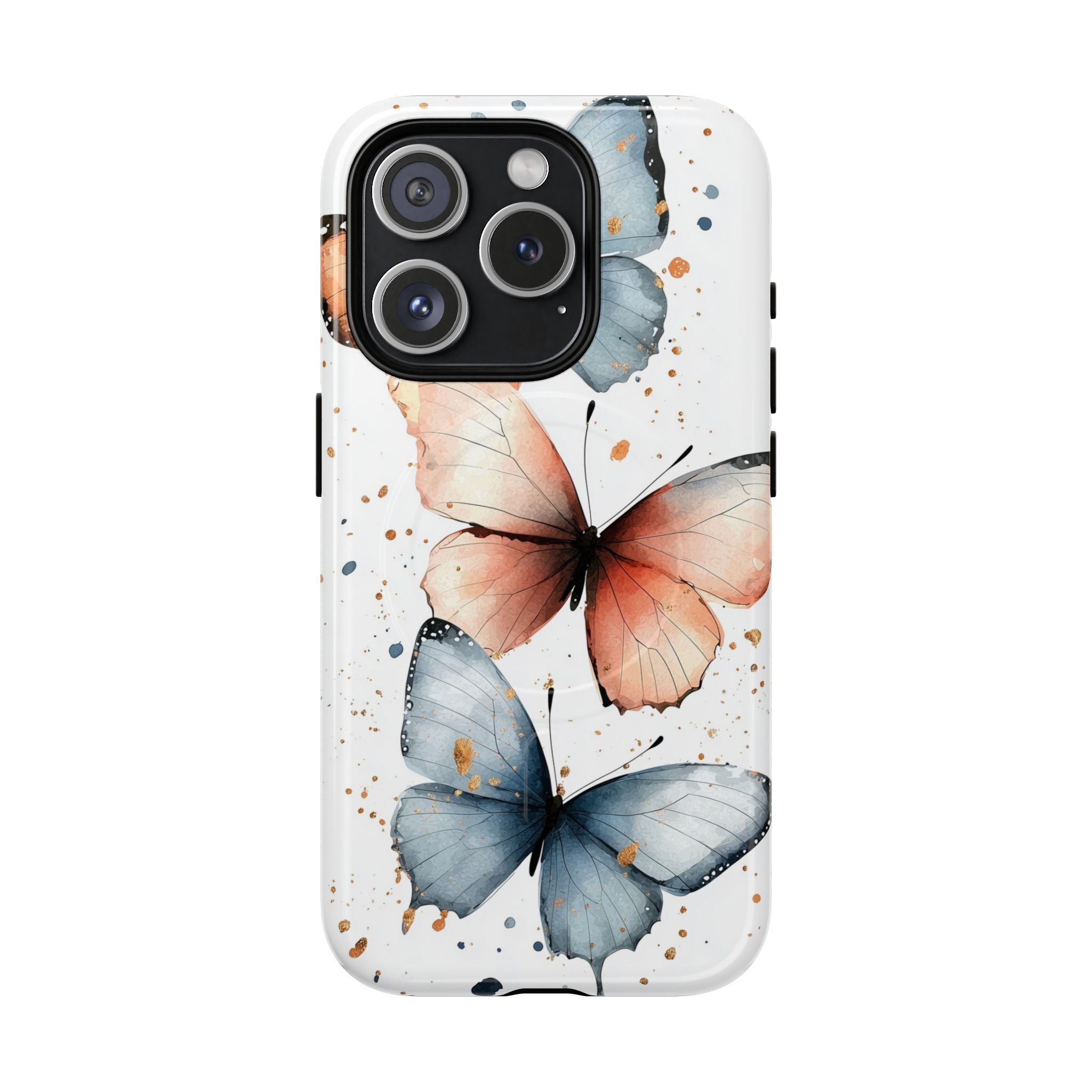 Custodia MagSafe resistente per iPhone con motivo farfalla acquerello