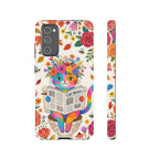 Floral Rainbow Cat Samsung Galaxy Phone Case | Cat News Design