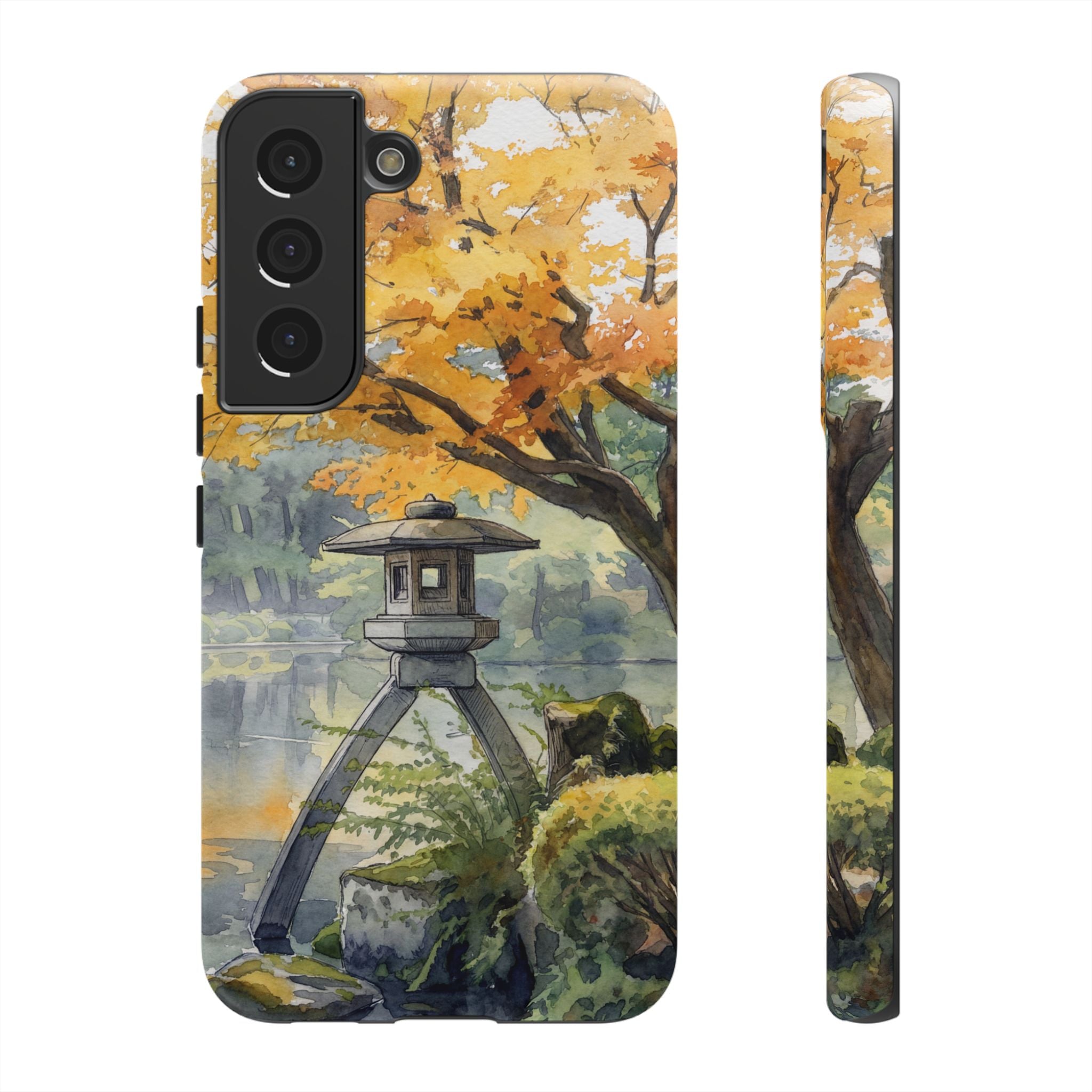 Autumn Japanese Garden Samsung Galaxy Phone Case | Scenic Lantern Fall