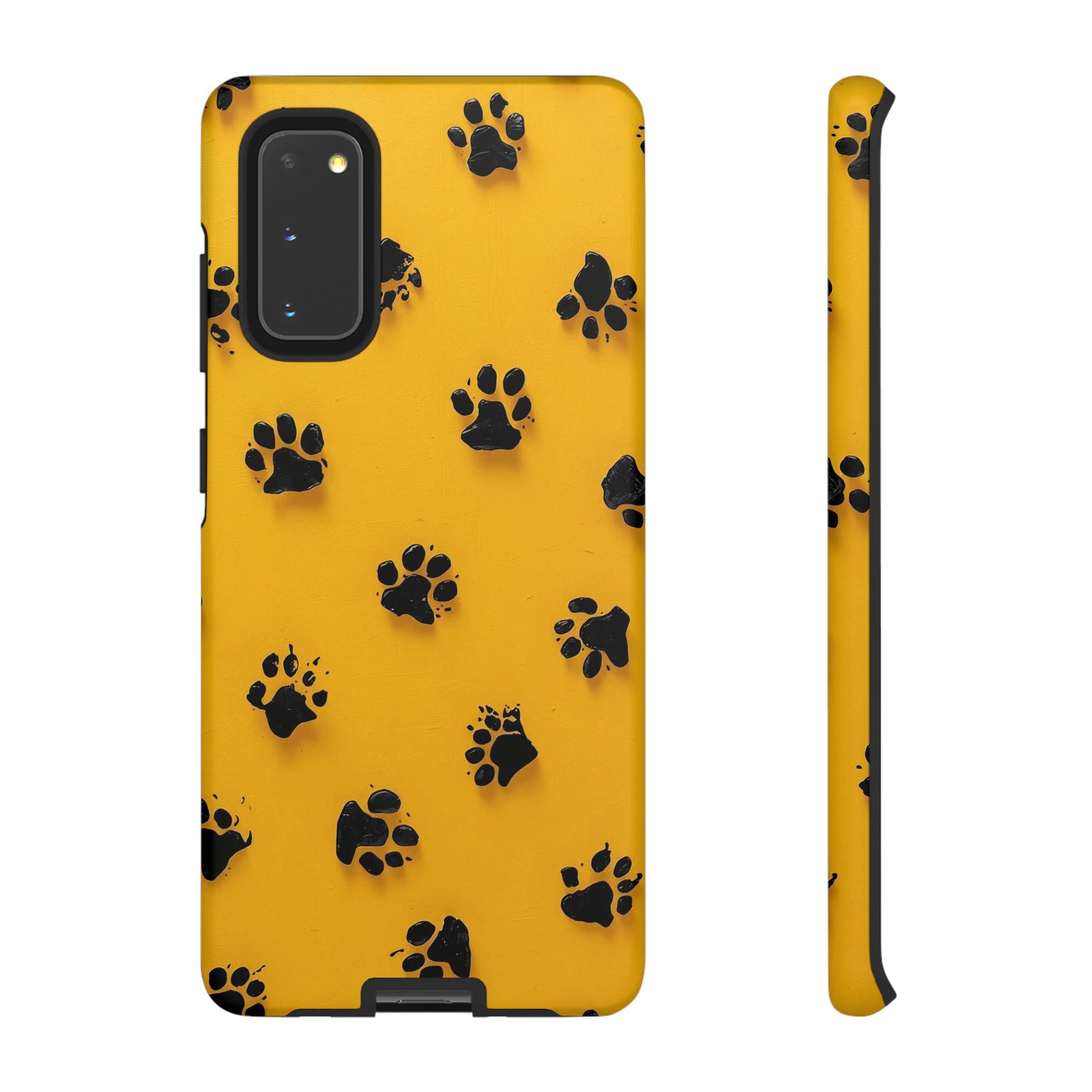Yellow Paw Print Tough Samsung Galaxy Case — Protective Dog & Cat Lover Cover