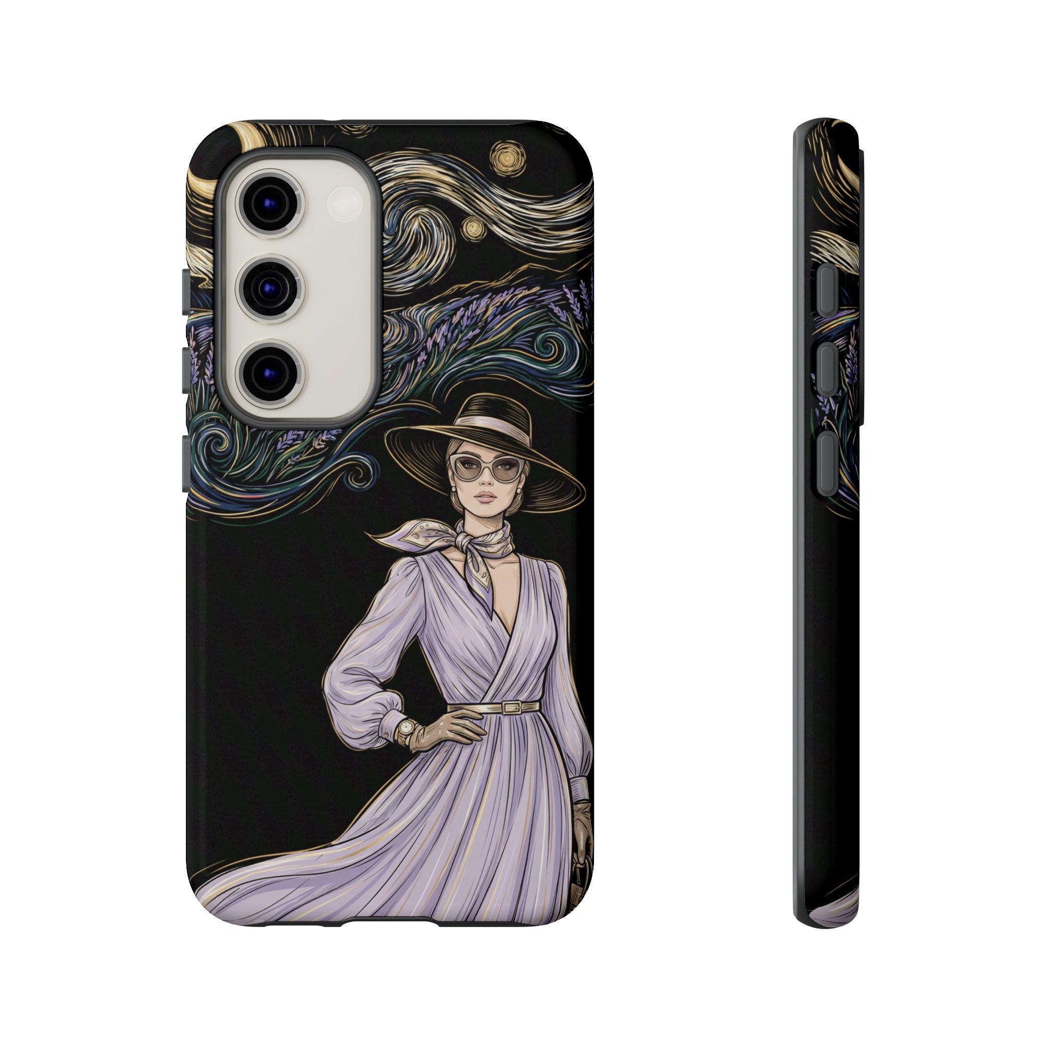 Starry Night Lavender Woman Samsung Galaxy Phone Case | Artistic Protective Tough Case
