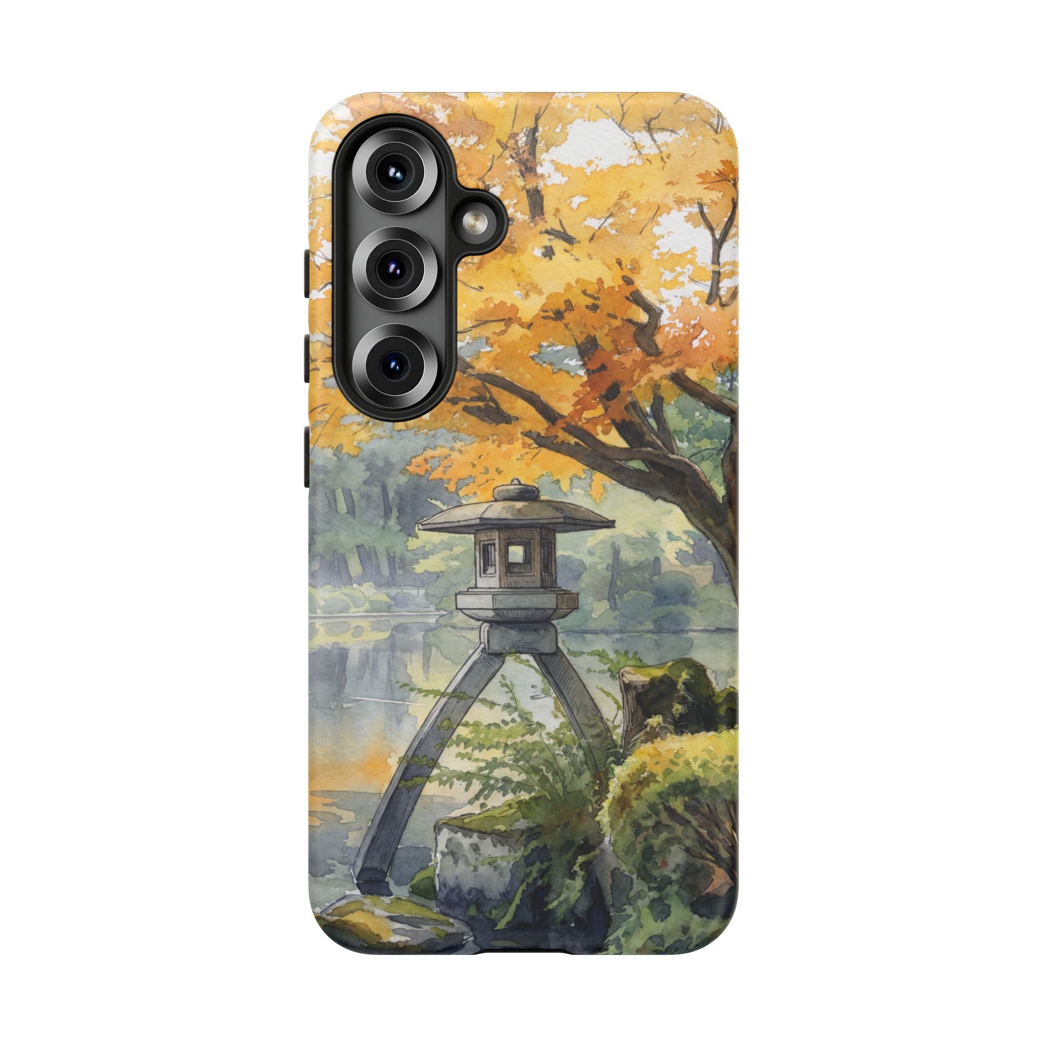 Autumn Japanese Garden Samsung Galaxy Phone Case | Scenic Lantern Fall