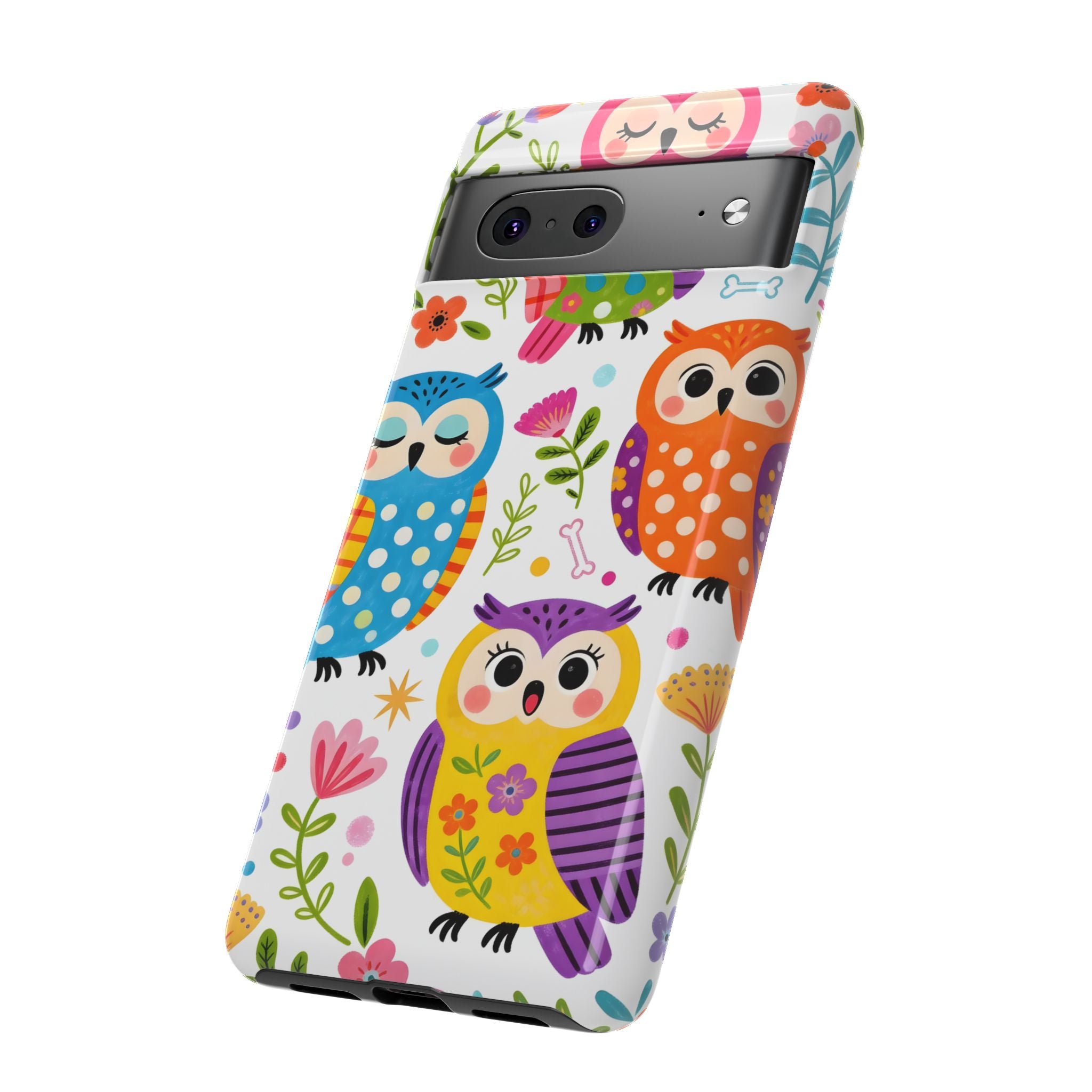 Cute Colorful Owls Google Pixel Phone Case | Cute Owl Pattern Tough Case