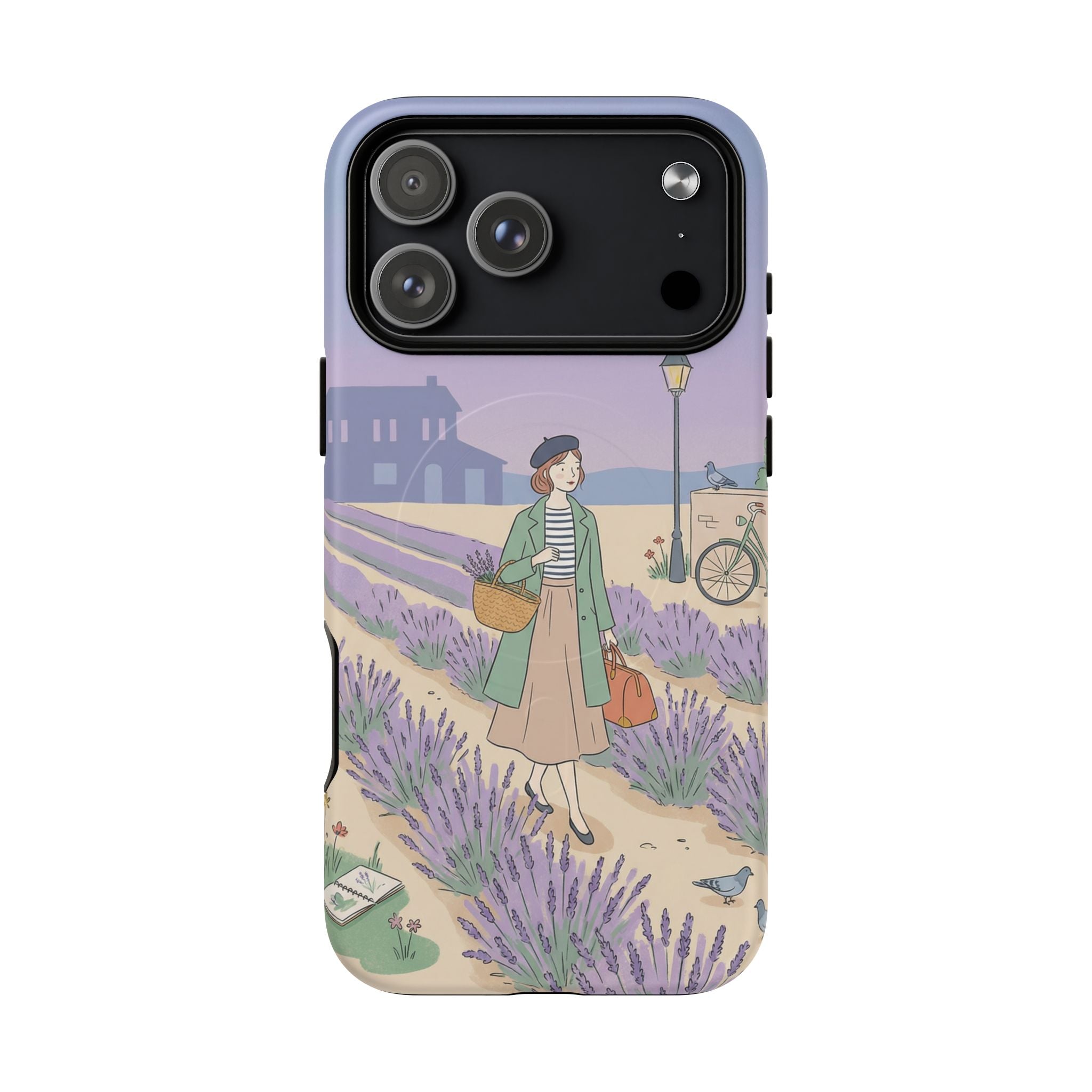 Lavender Field MagSafe iPhone Case | Vintage Travel Illustration Protective Case