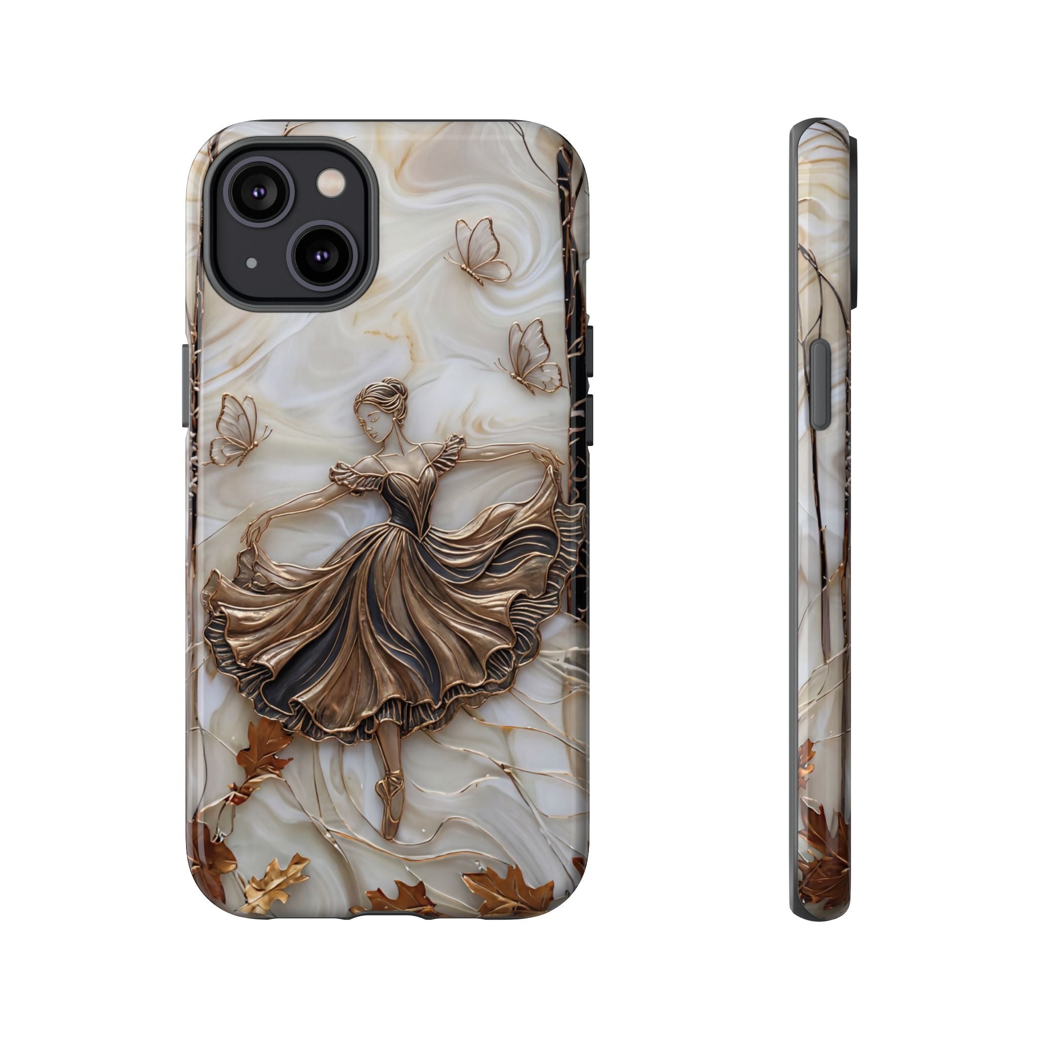 Elegant Bronze Ballerina Dance Design iPhone Case