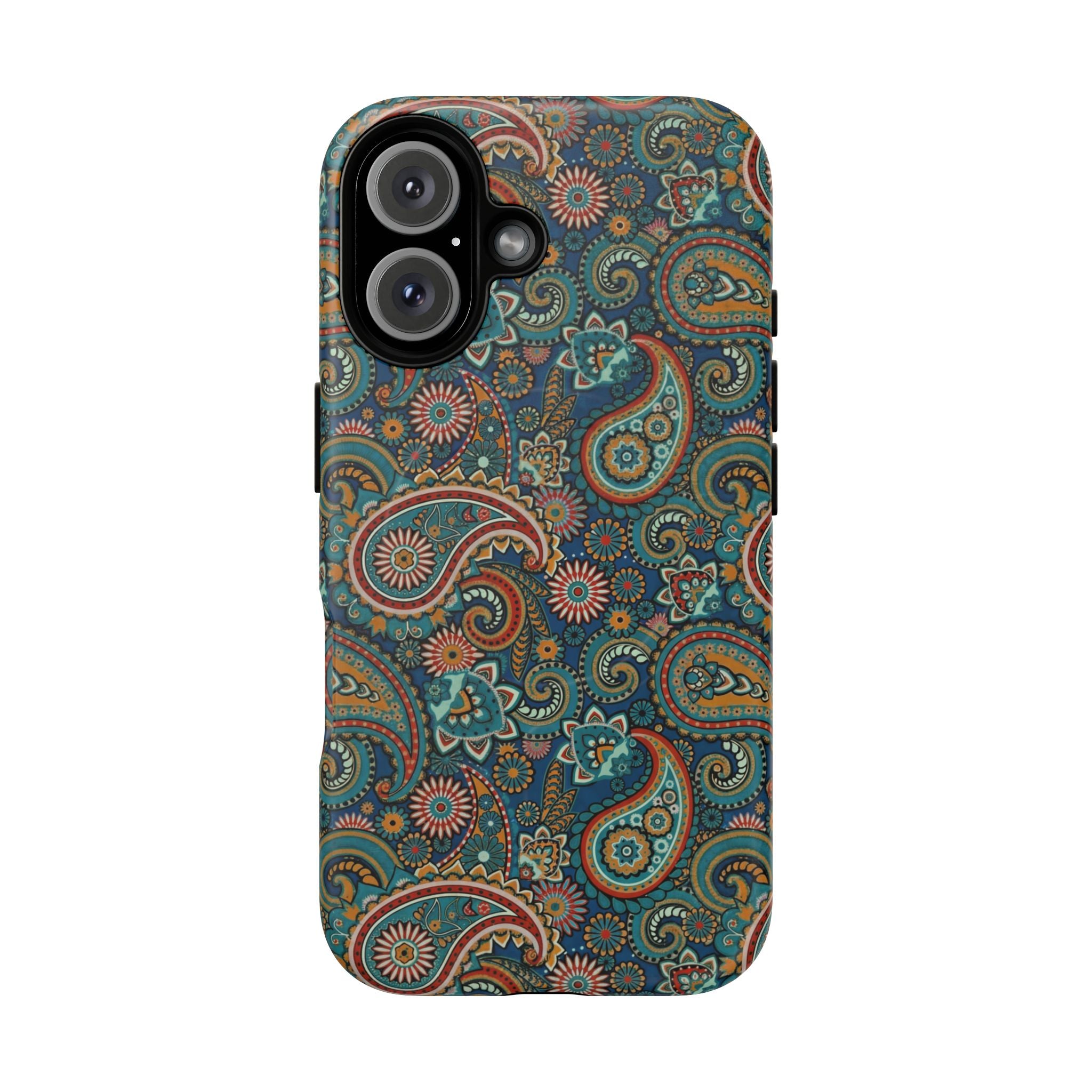 Batik Teal Paisley Tough MagSage iPhone Case