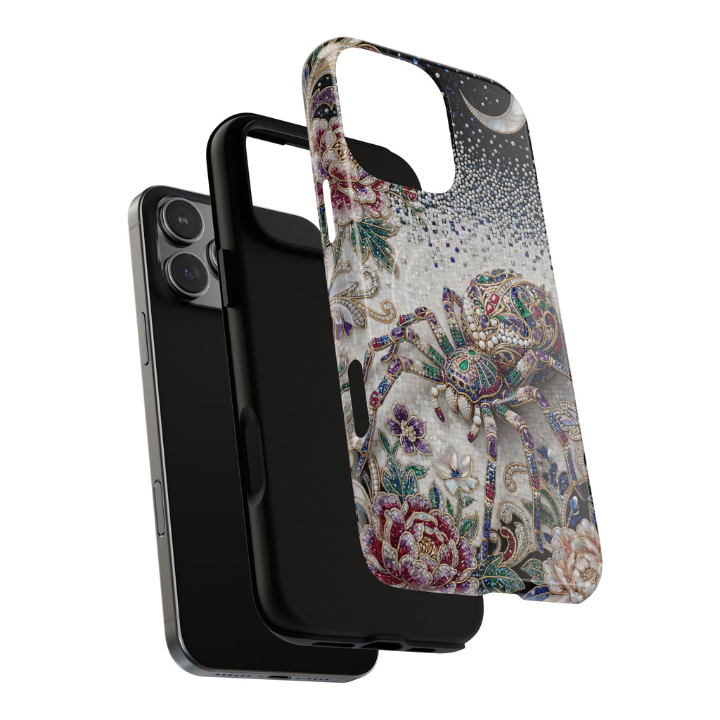 Gemstone Spider Moon MagSafe iPhone Case | Boho Floral Protective Tough Case