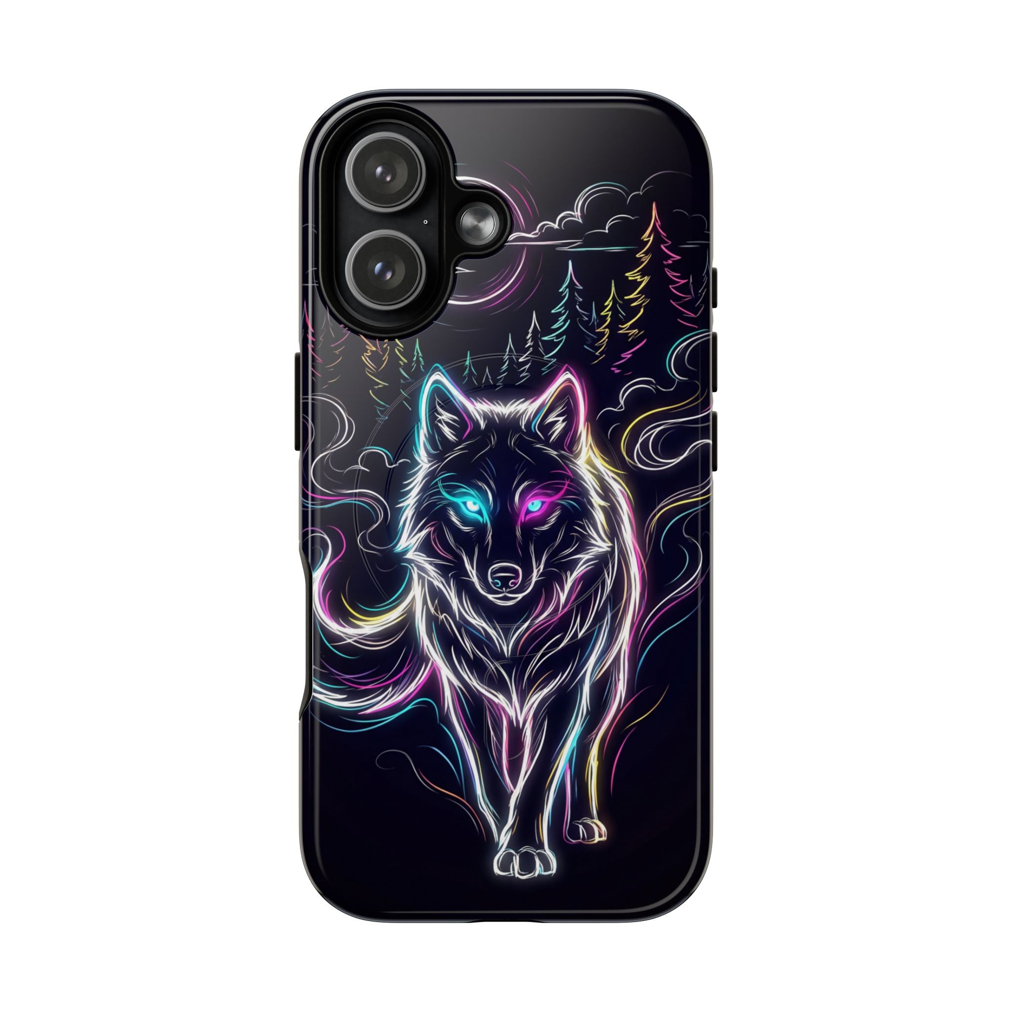 Neon Wolf MagSafe iPhone Case | Mystic Glow Protective Tough Case