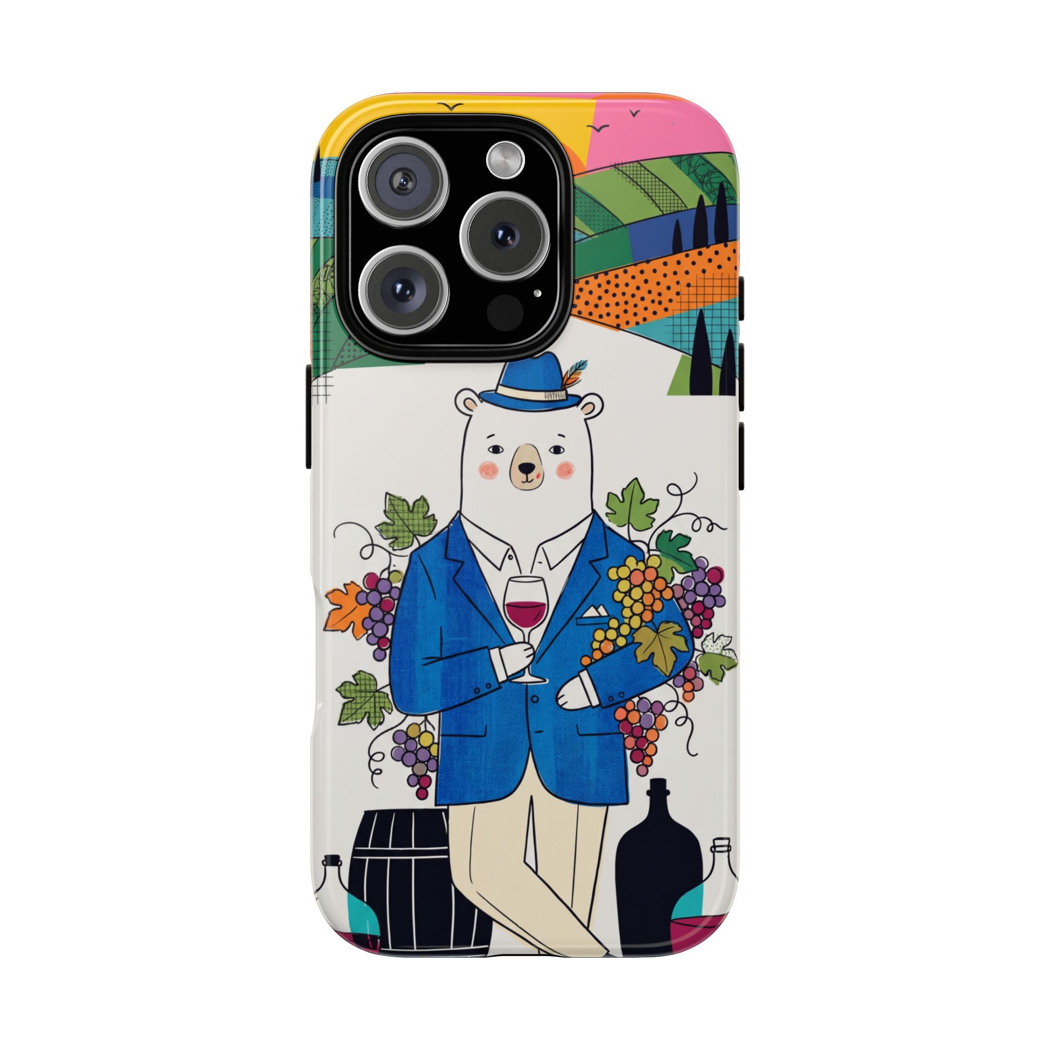 Dapper Polar Bear Wine Lover Illustrated Protective iPhone Case