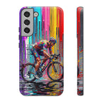 Cyclist Art Samsung Galaxy Phone Case | Colourful Drip Painting Tough Cases