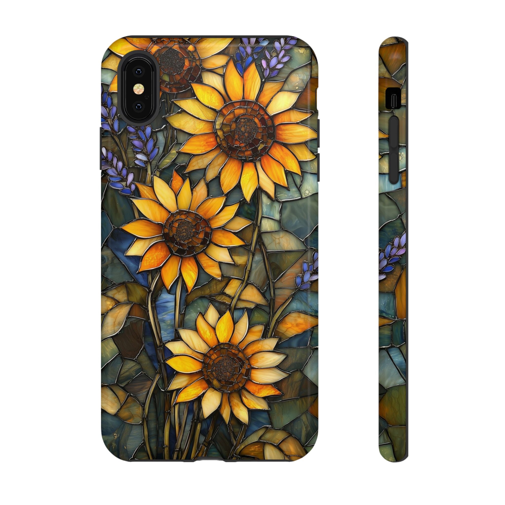 Sunflower Stained Glass Tough iPhone Case | Floral Protective Cover