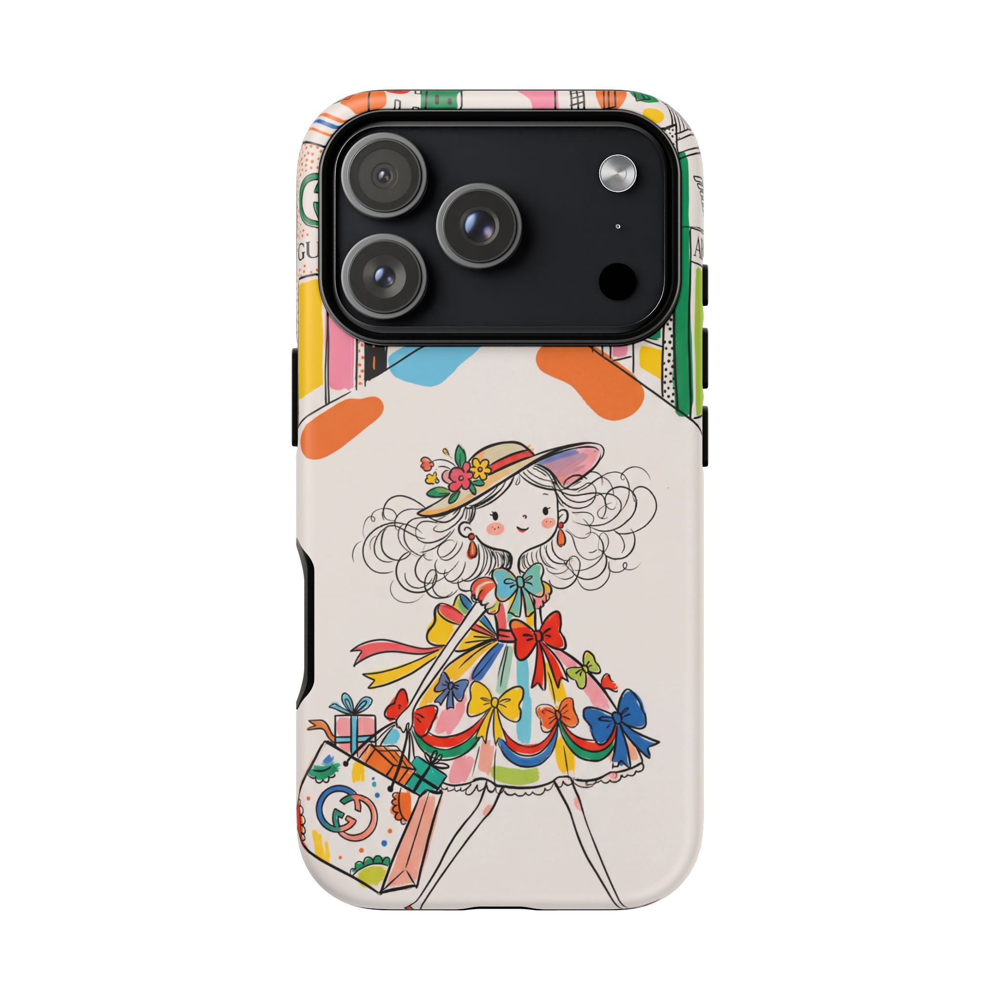 Cute Fashion Girl iPhone Case | Colourful Shopping Street Design