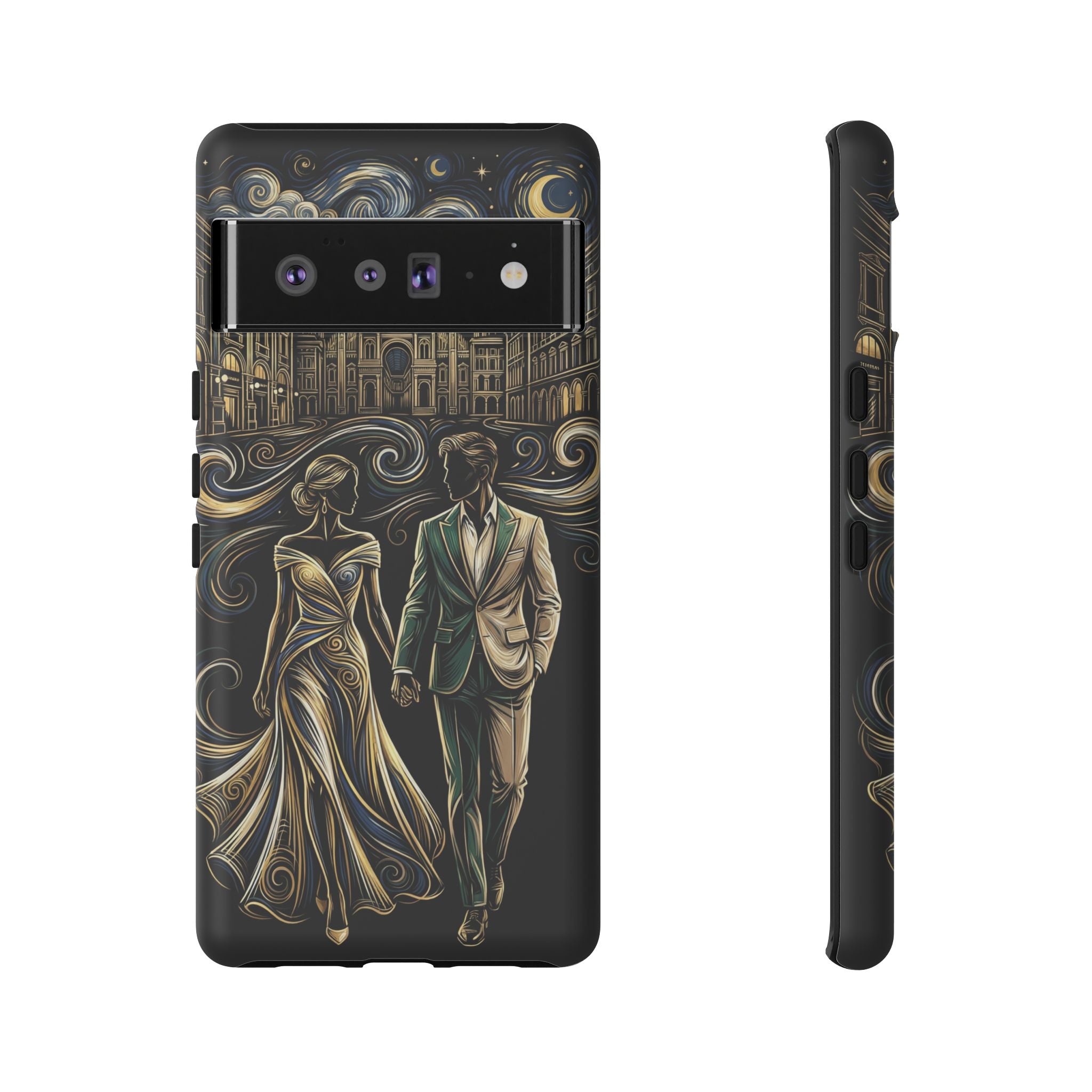 Romantic Night Walk Google Pixel Phone Case | Elegant Couple Art